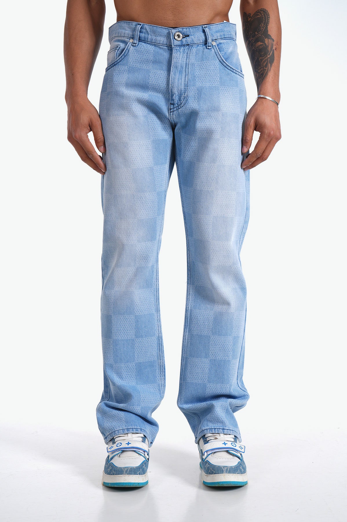 JEAN LARGE CARREAUX - BLEU