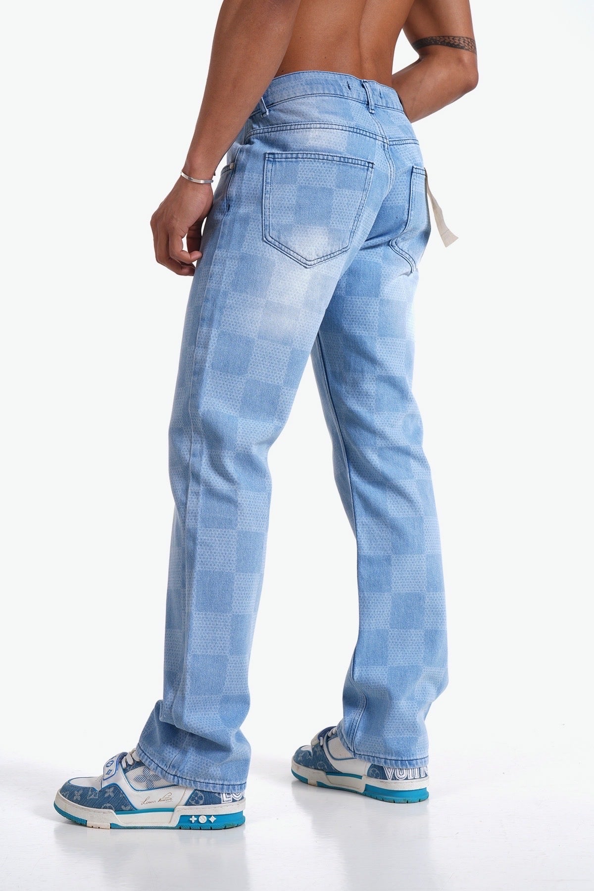 JEAN LARGE CARREAUX - BLEU