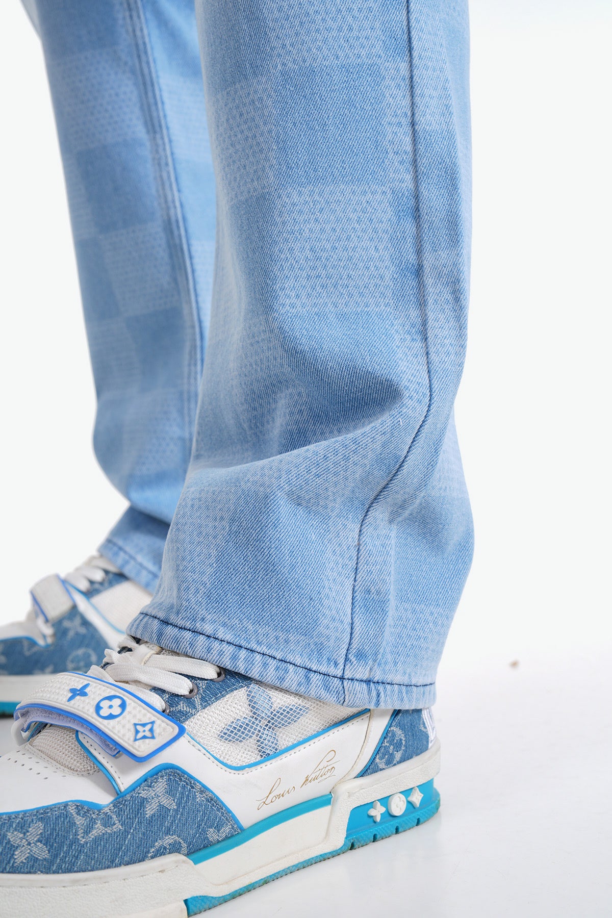 JEAN LARGE CARREAUX - BLEU