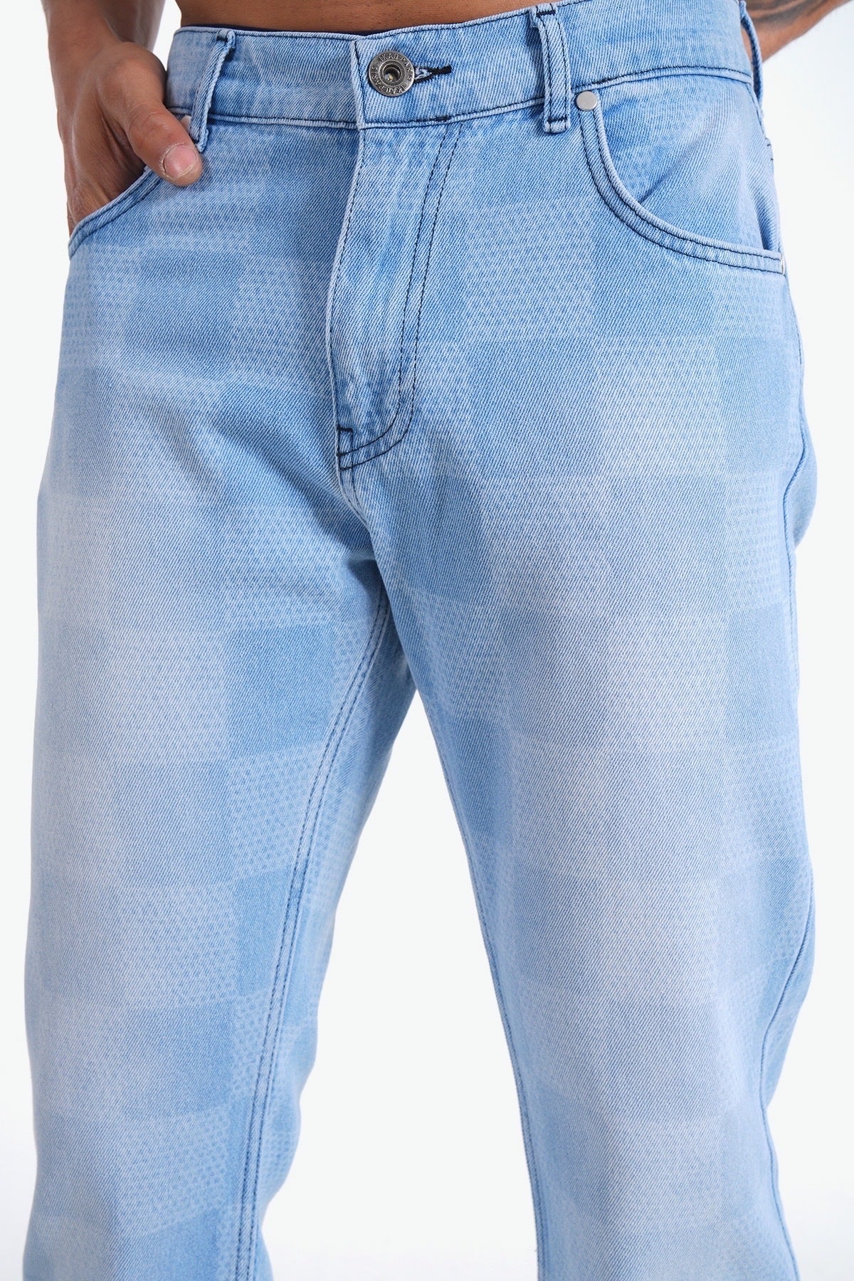 JEAN LARGE CARREAUX - BLEU