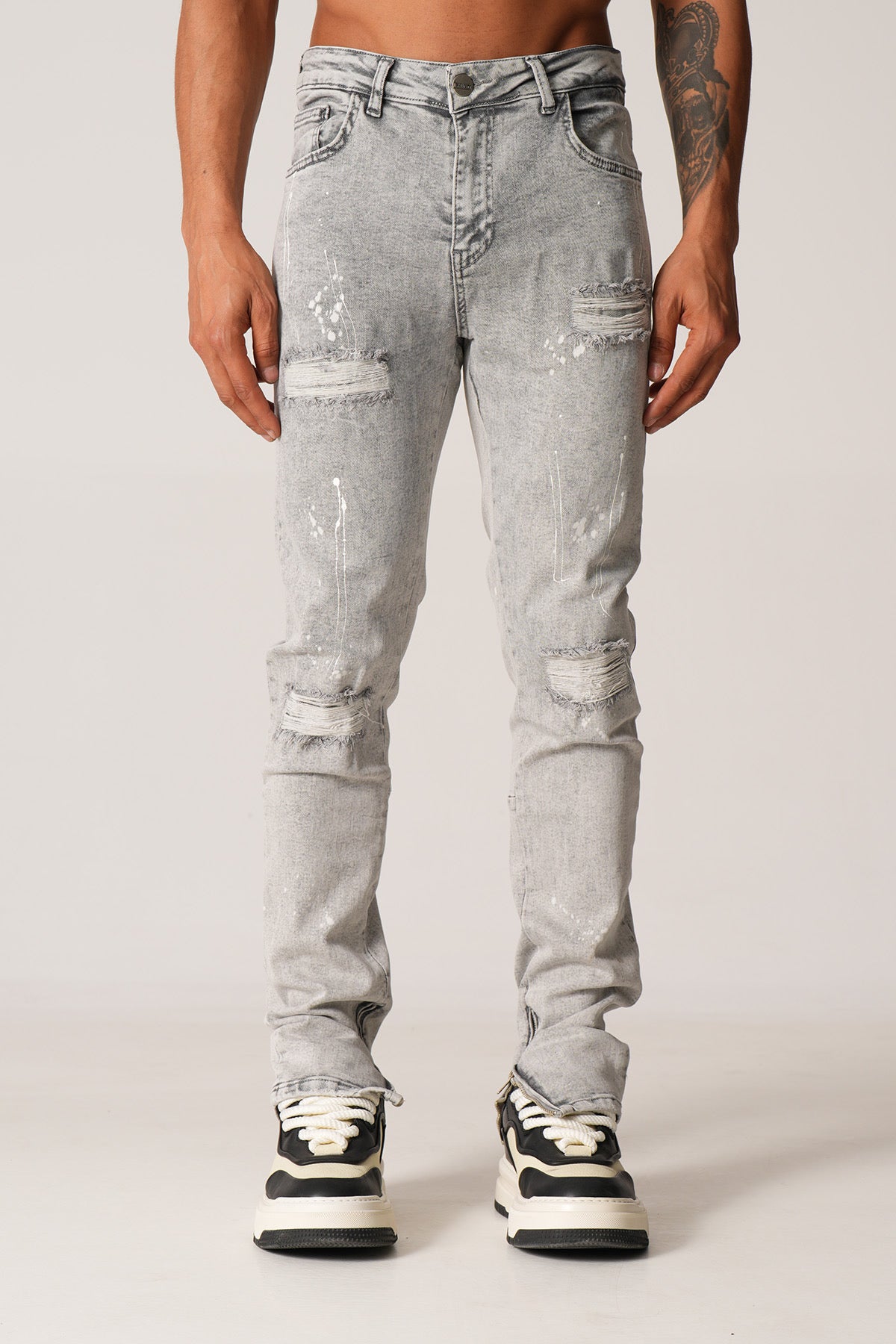 JEAN PEINTURE ZIP - GRIS