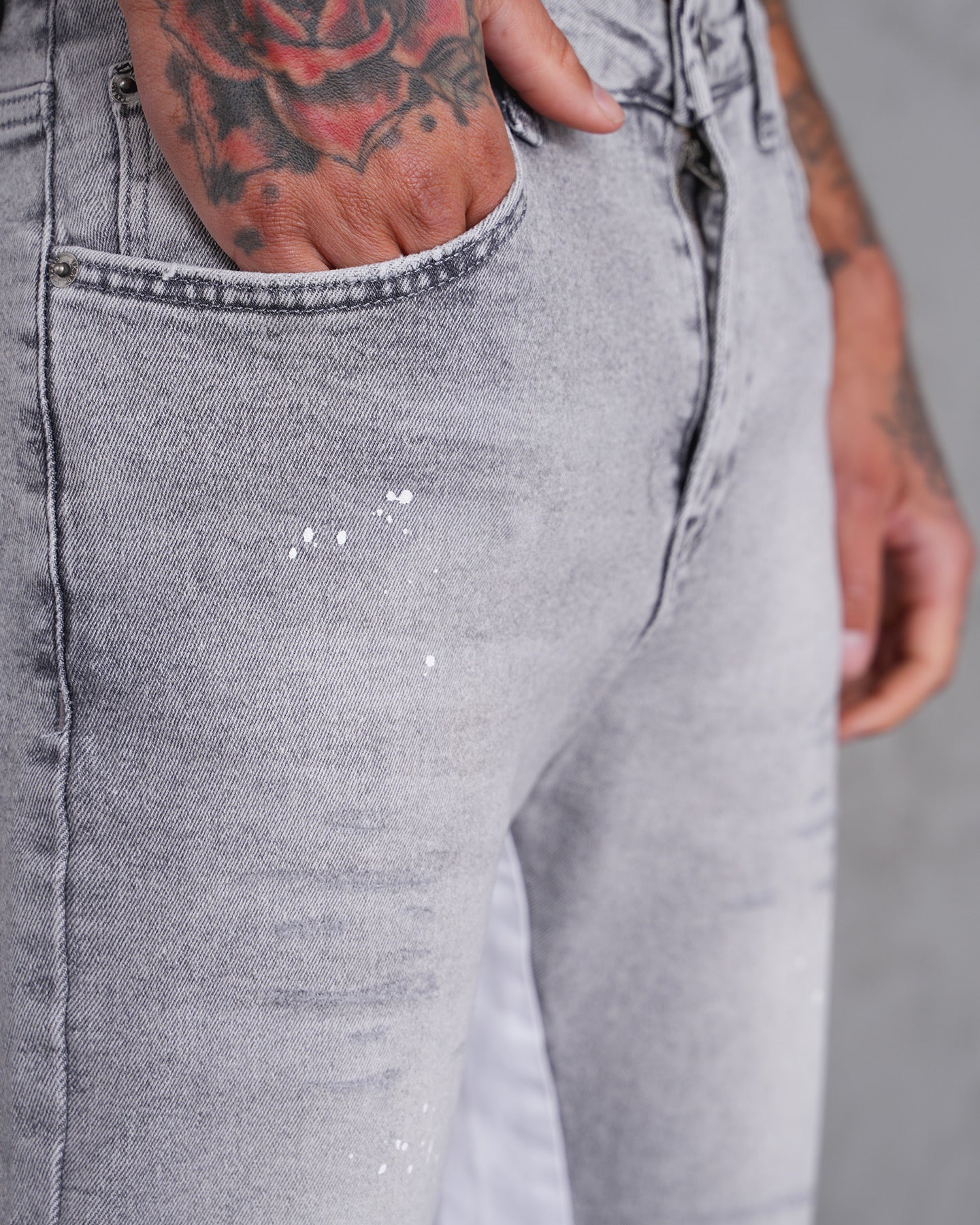 FLARE JEAN - GRIS bande blanche