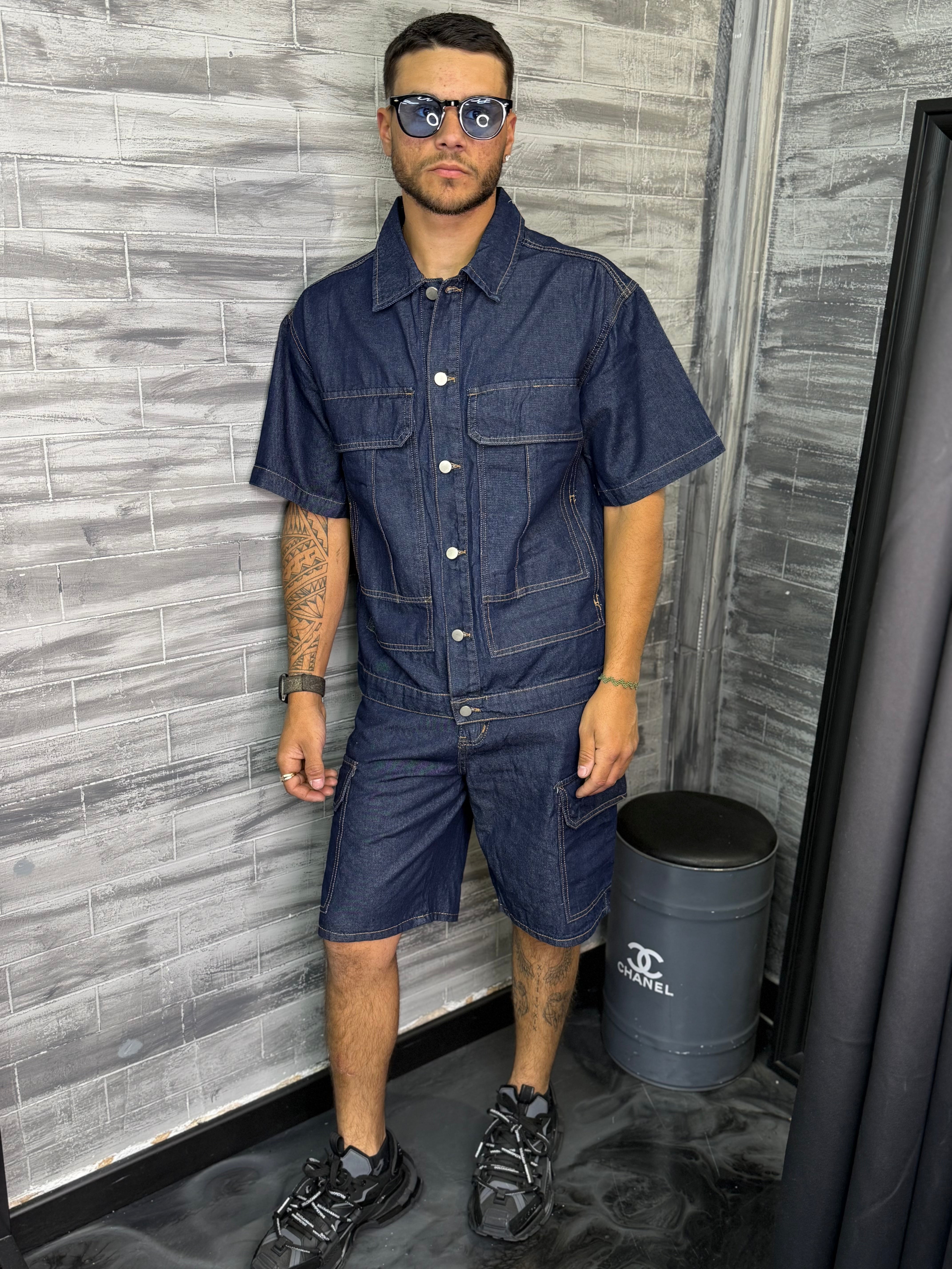 Ensemble Jean short + chemise brut