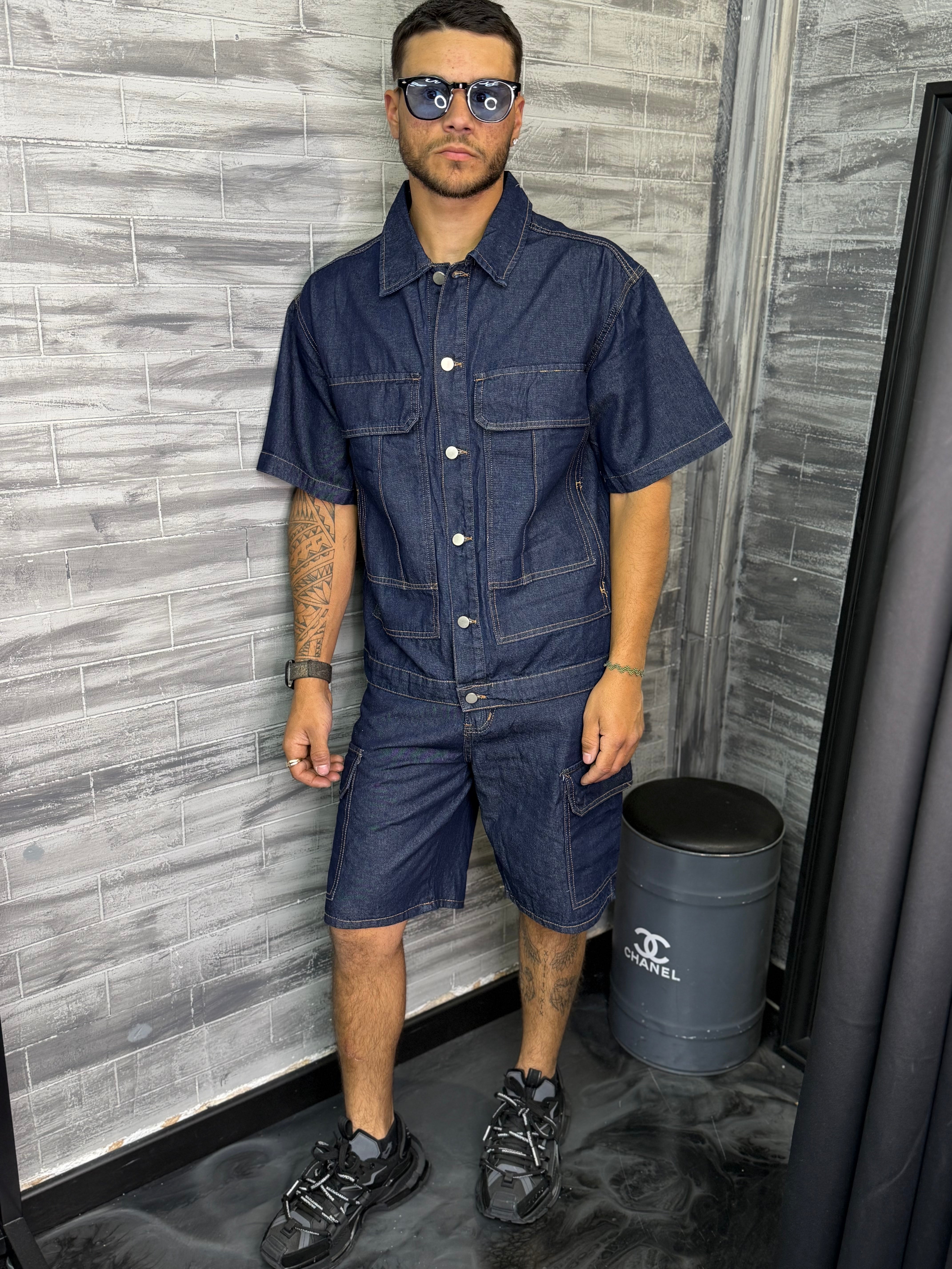 Ensemble Jean short + chemise brut