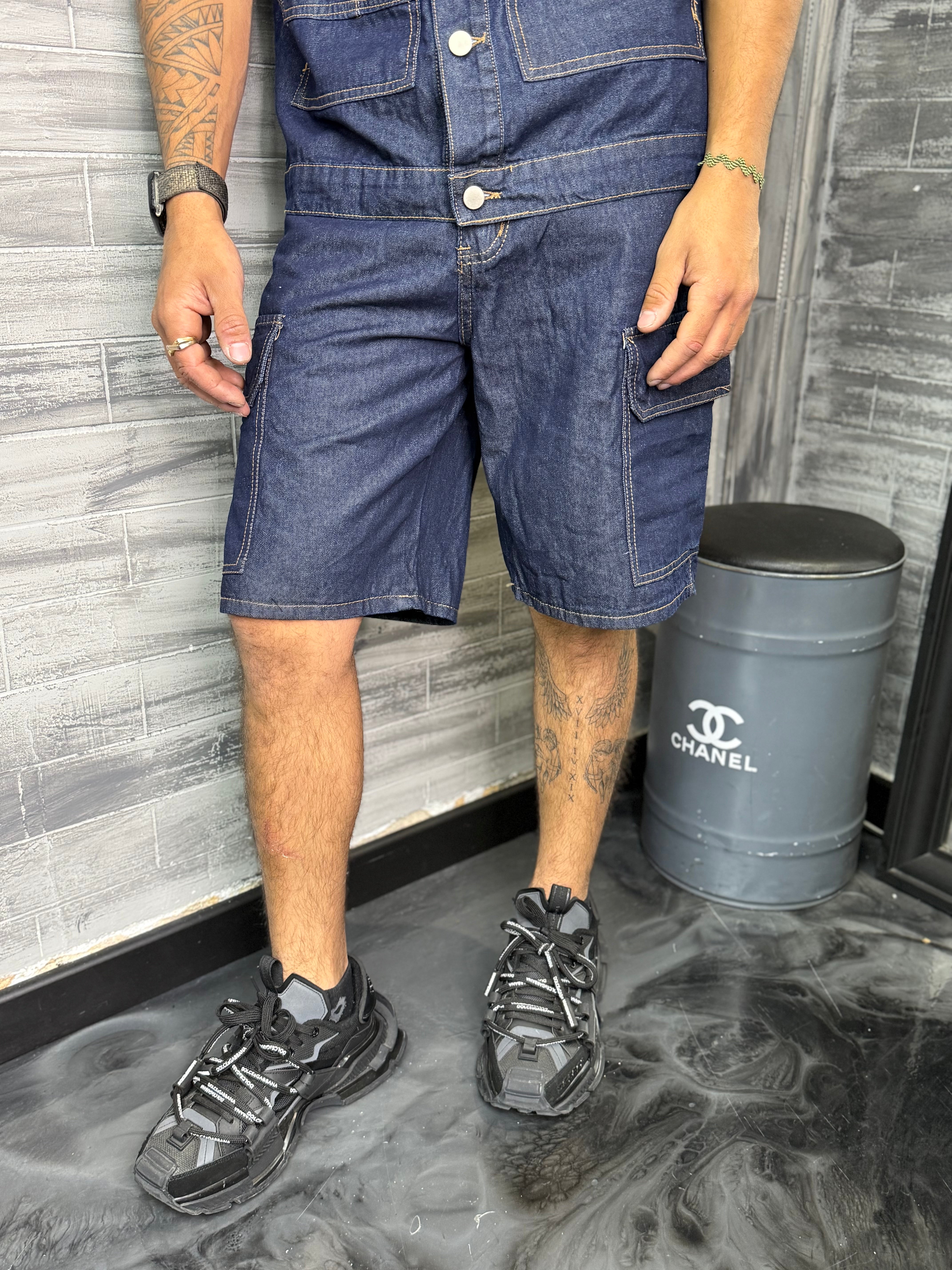 Ensemble Jean short + chemise brut