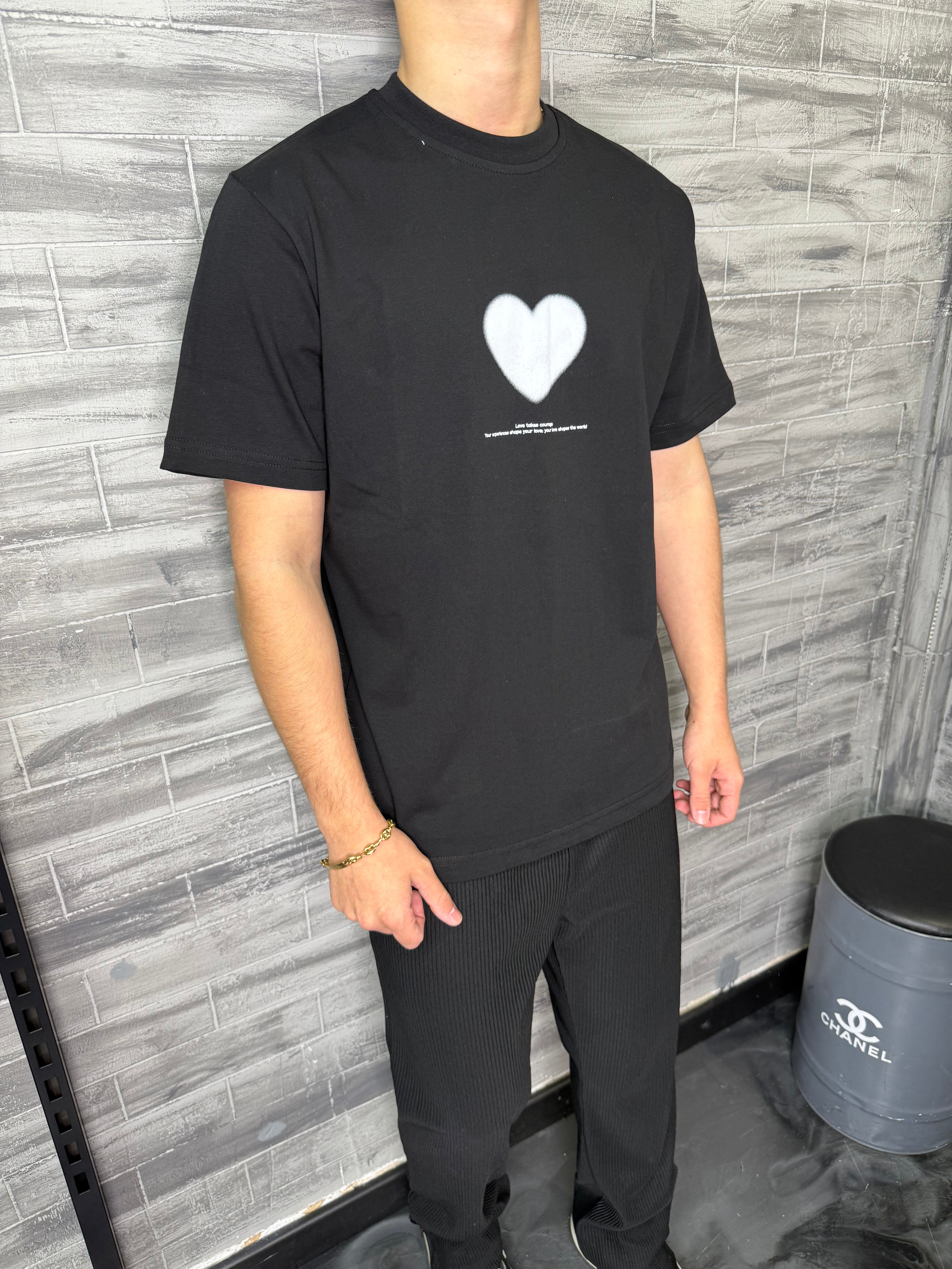 T-shirt Love Cœur noir