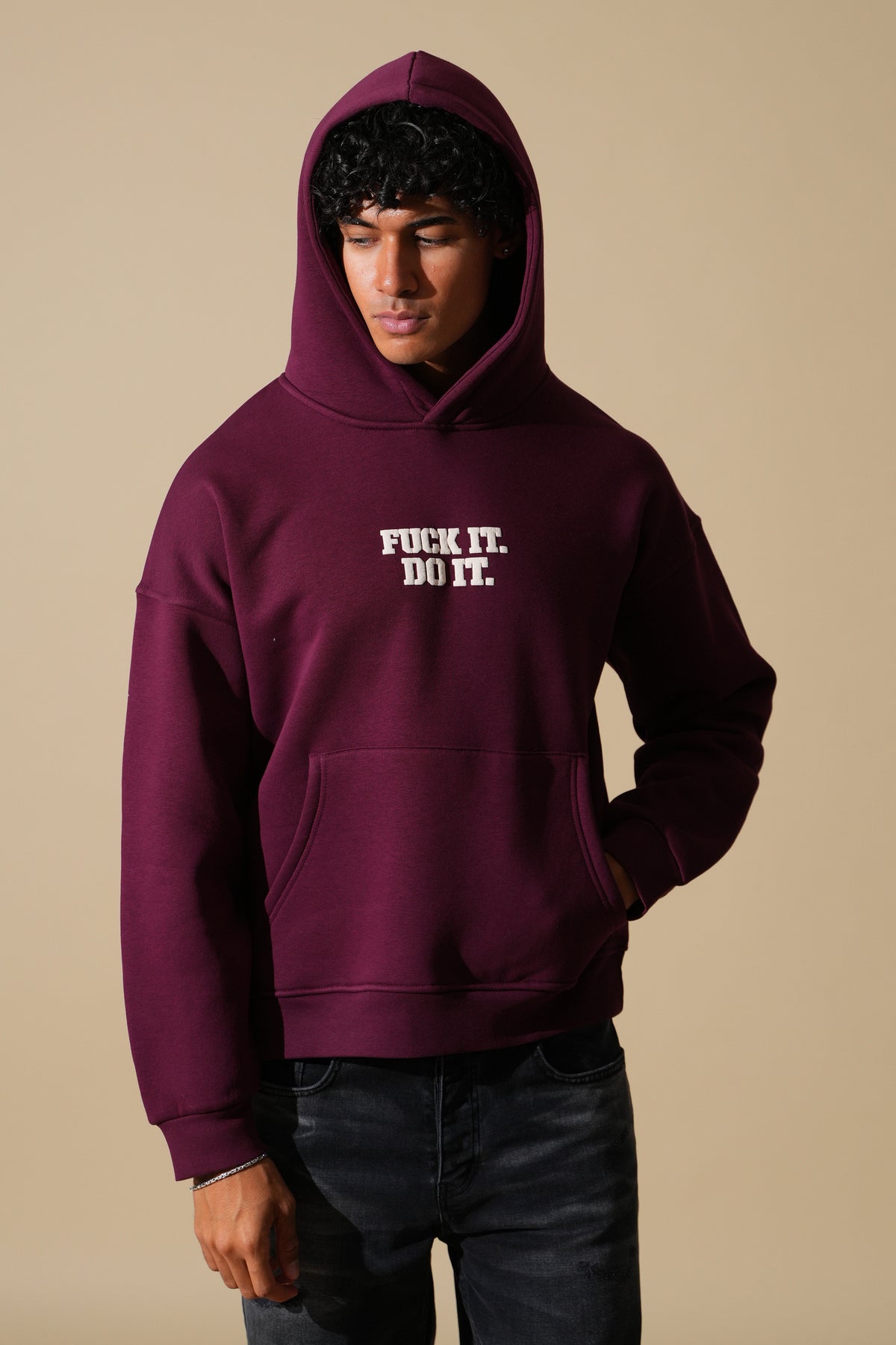 Sweat capuche bordeaux Fuck it Do It