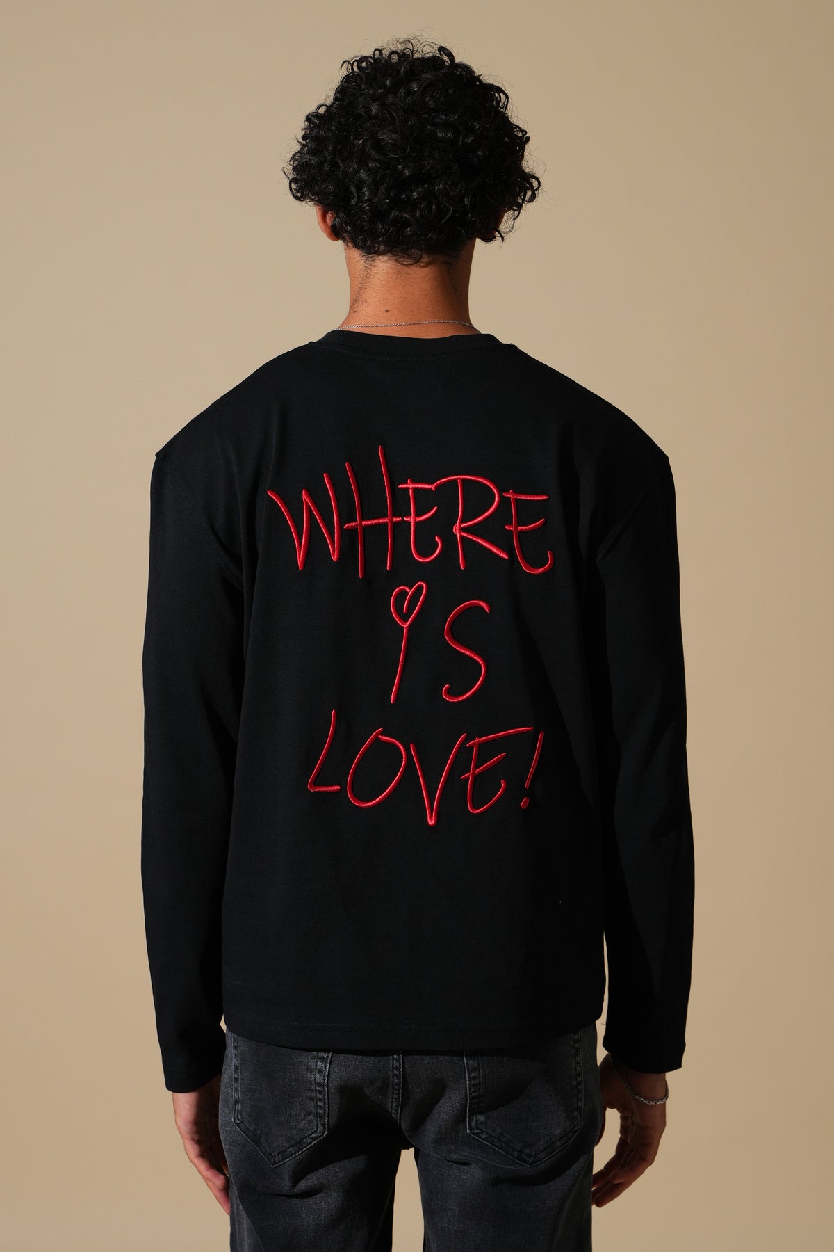 T-Shirt manche longue Where is Love noir