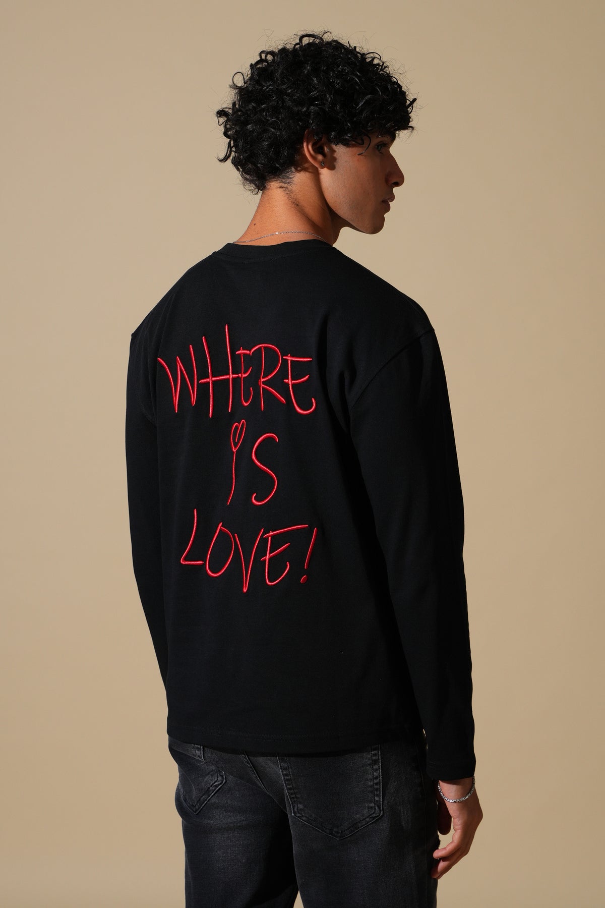 T-Shirt manche longue Where is Love noir