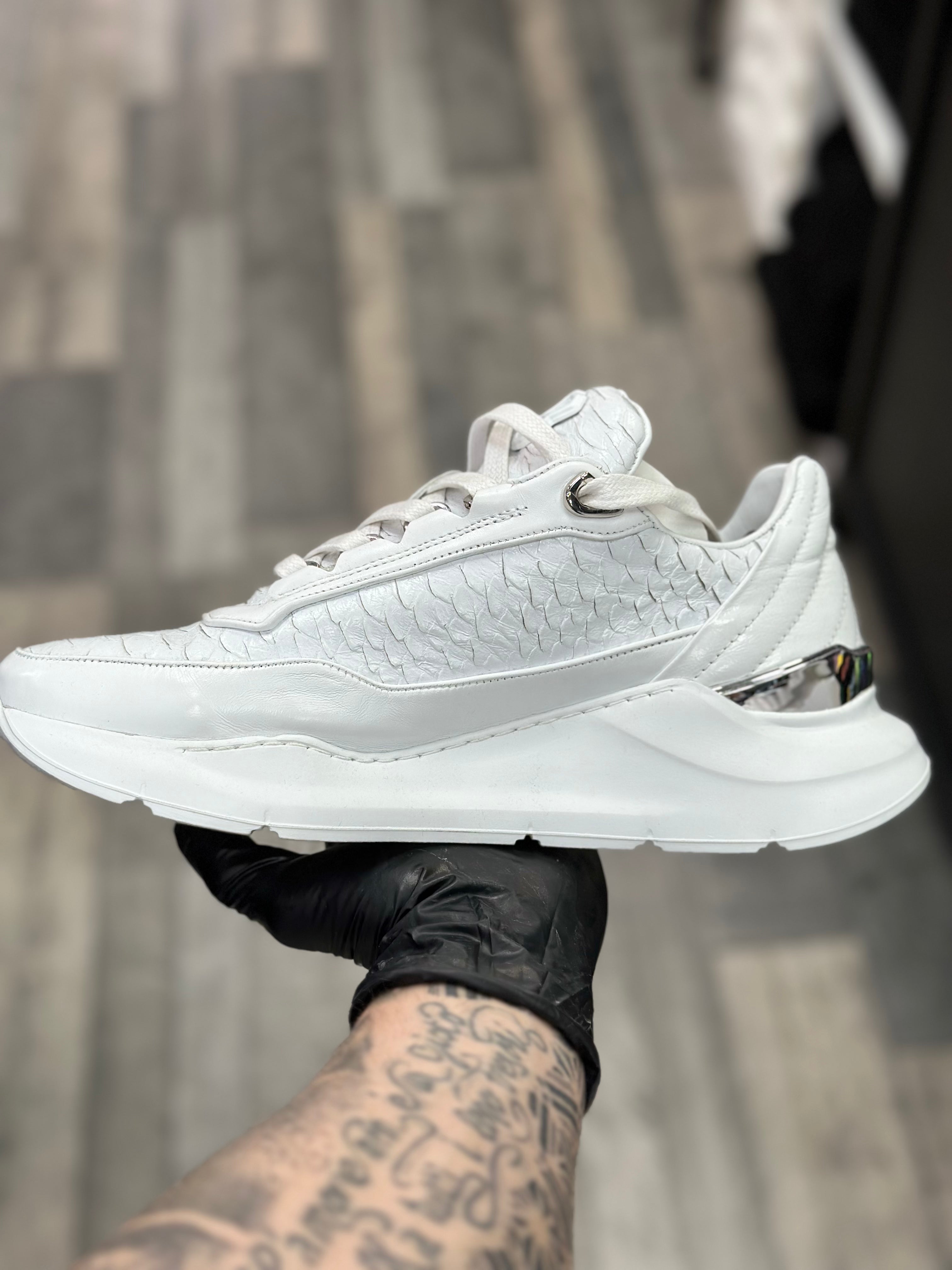 BENJAMIN BERNER - Basket ALPHA RUNNER Python blanc - Stayin