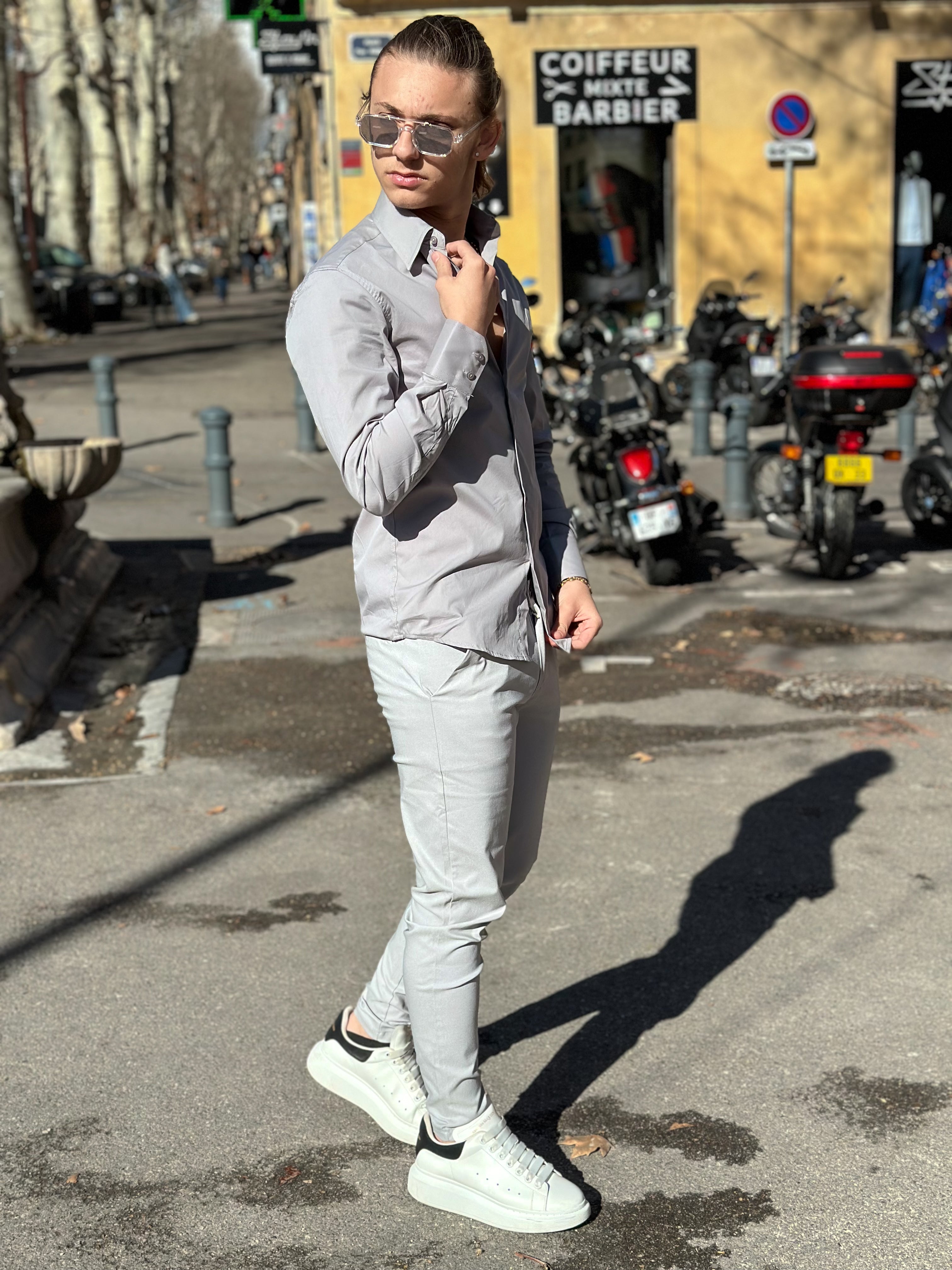 Frilivin - Chemise manche longue cosy Gris