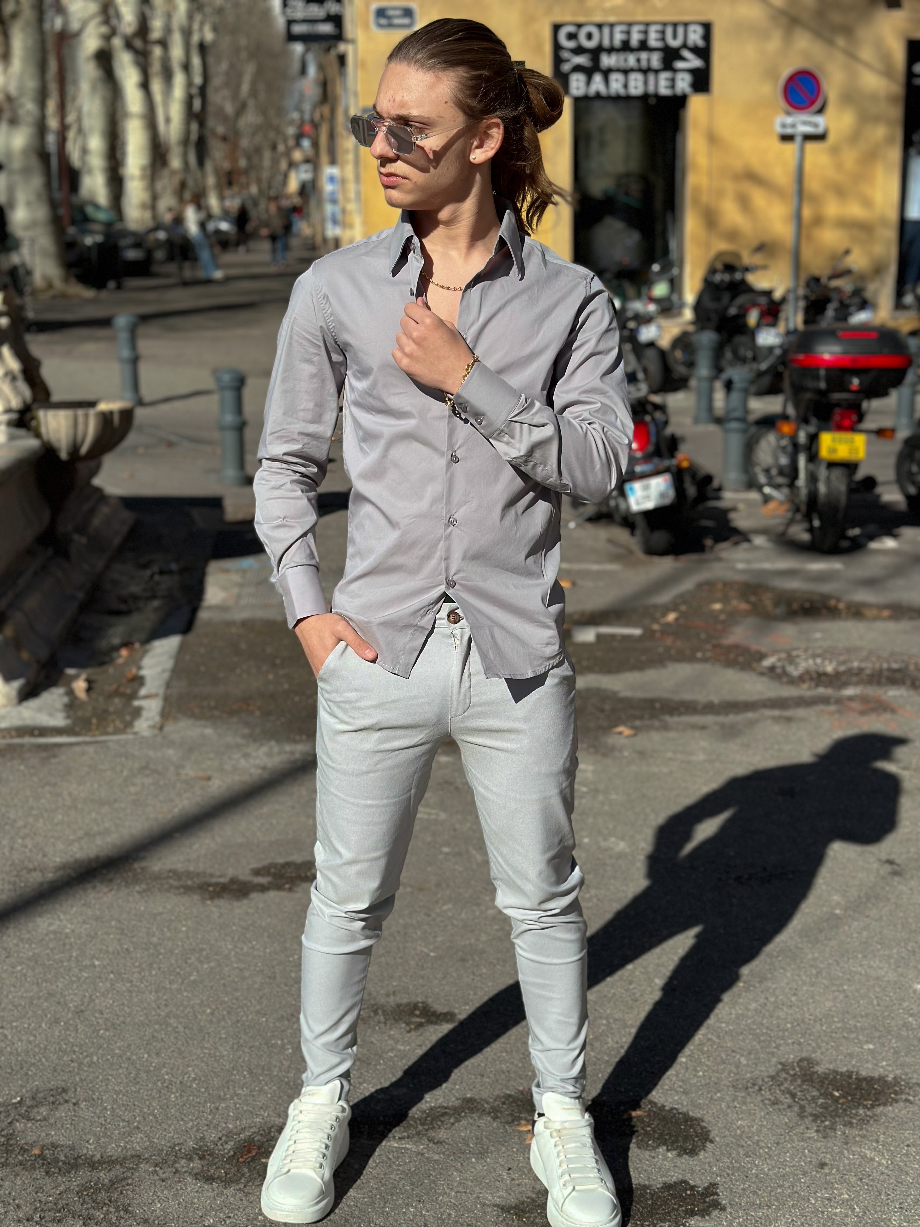 Frilivin - Chemise manche longue cosy Gris