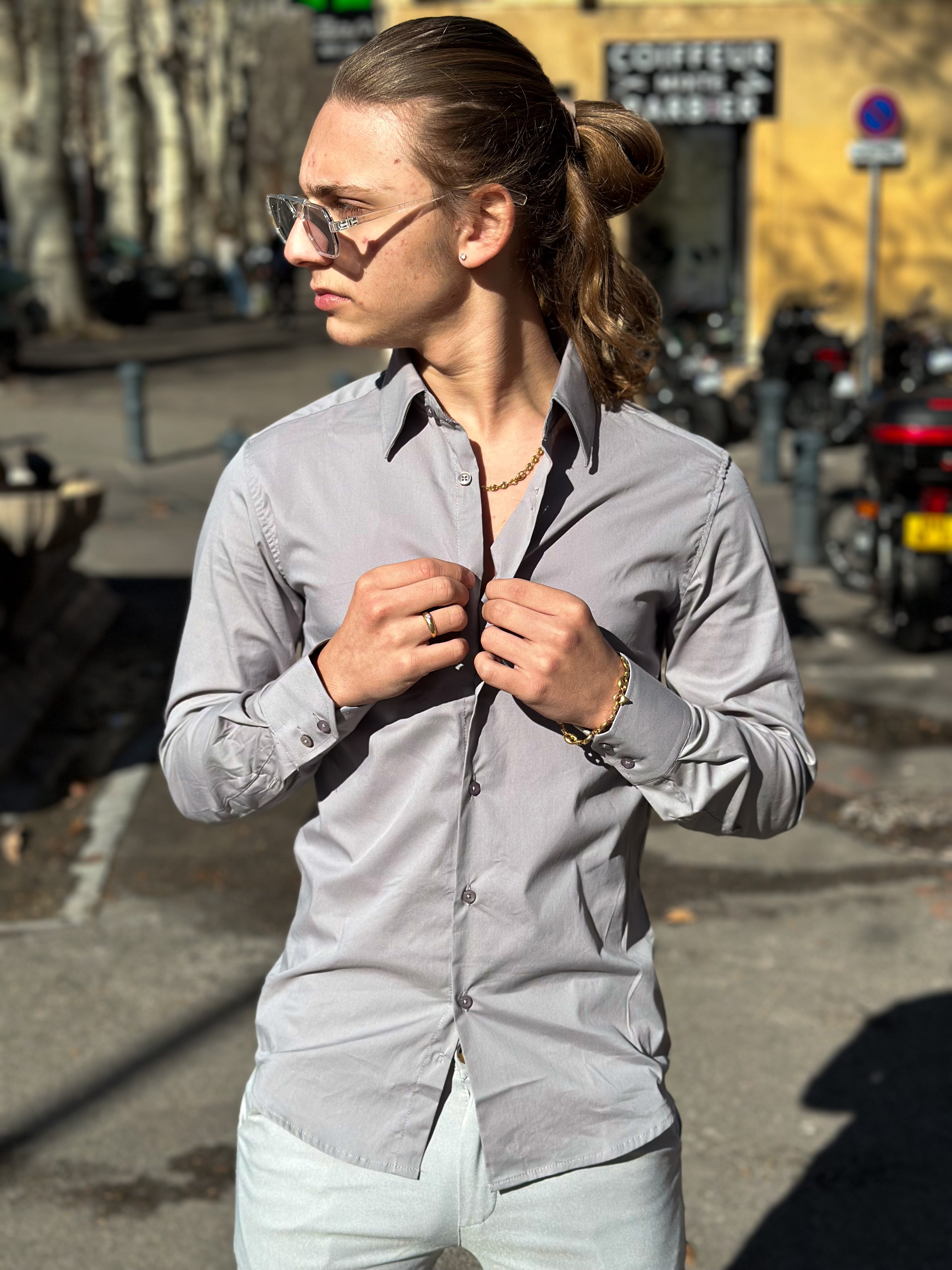 Frilivin - Chemise manche longue cosy Gris