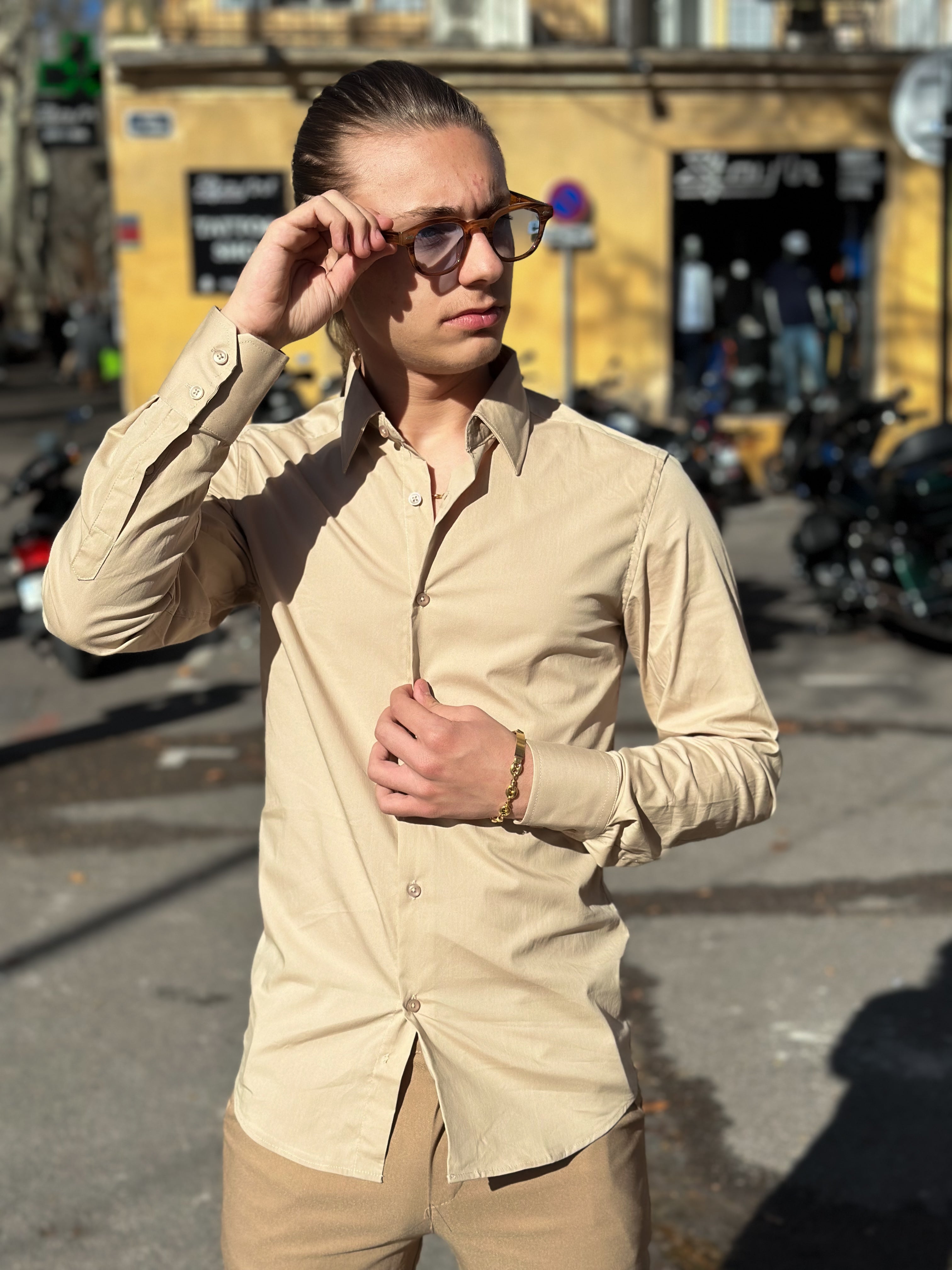 Frilivin - Chemise manche longue cosy Beige