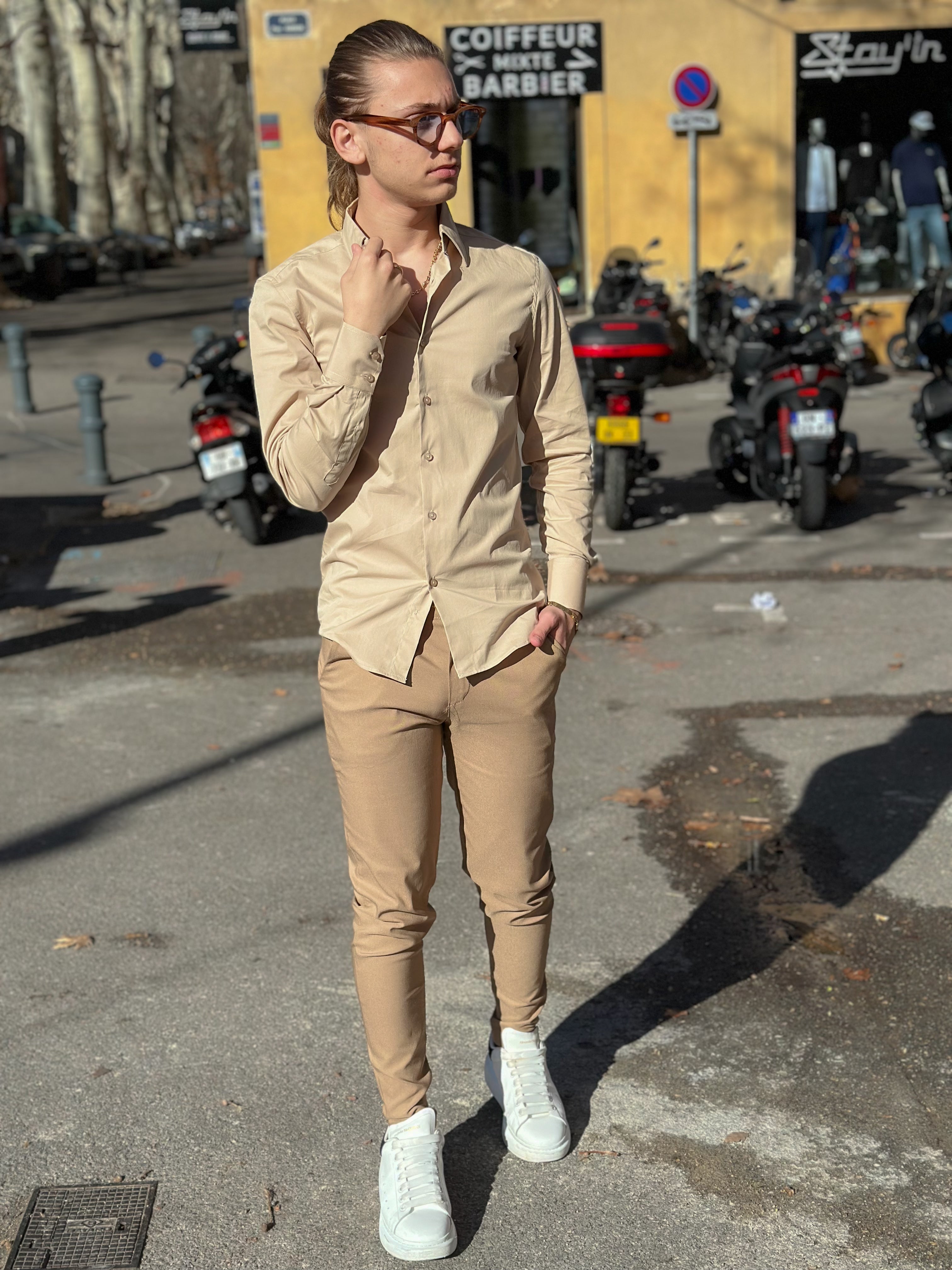 Frilivin - Chemise manche longue cosy Beige