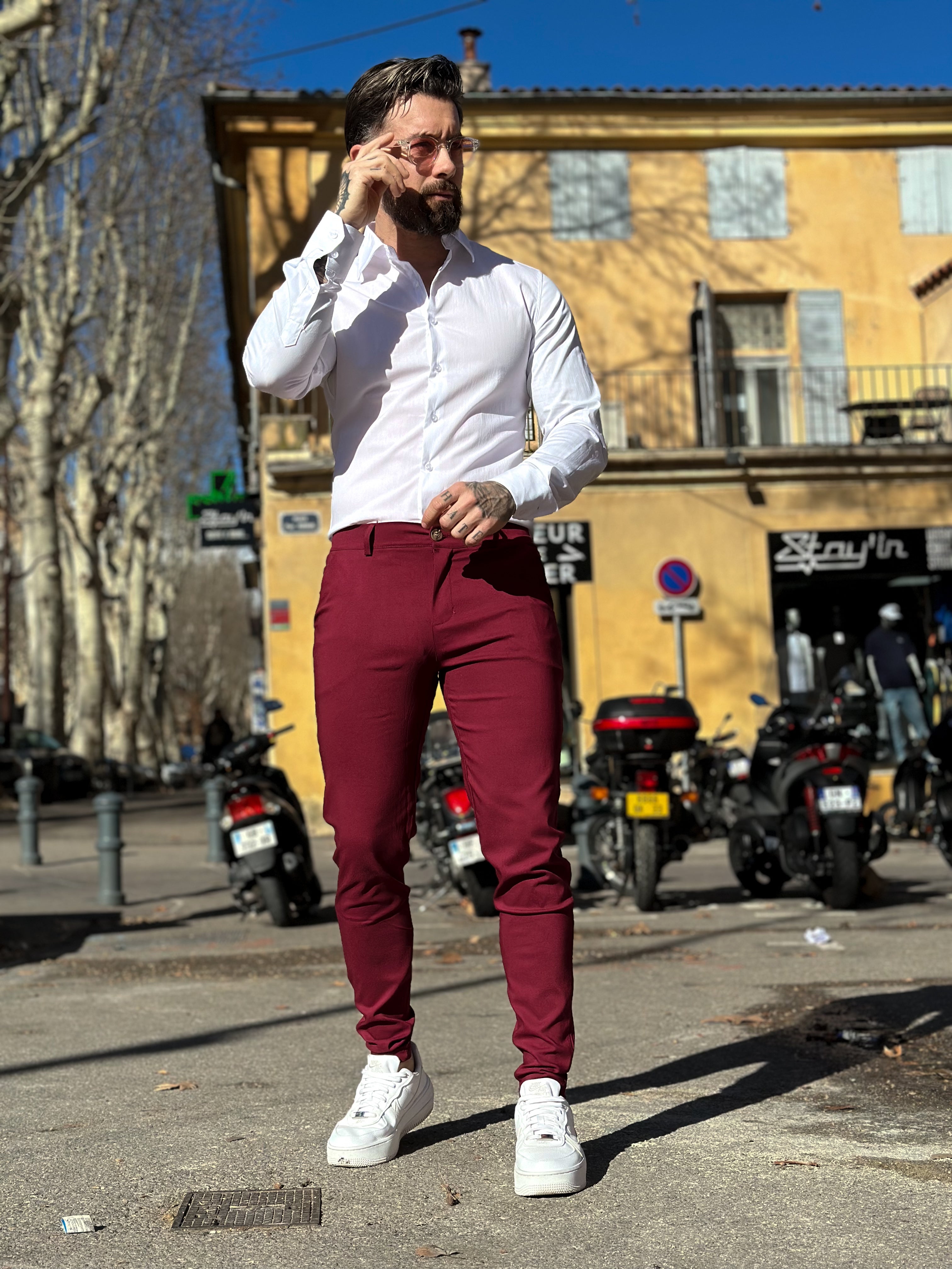 Frilivin - Pantalon cosy bordeaux