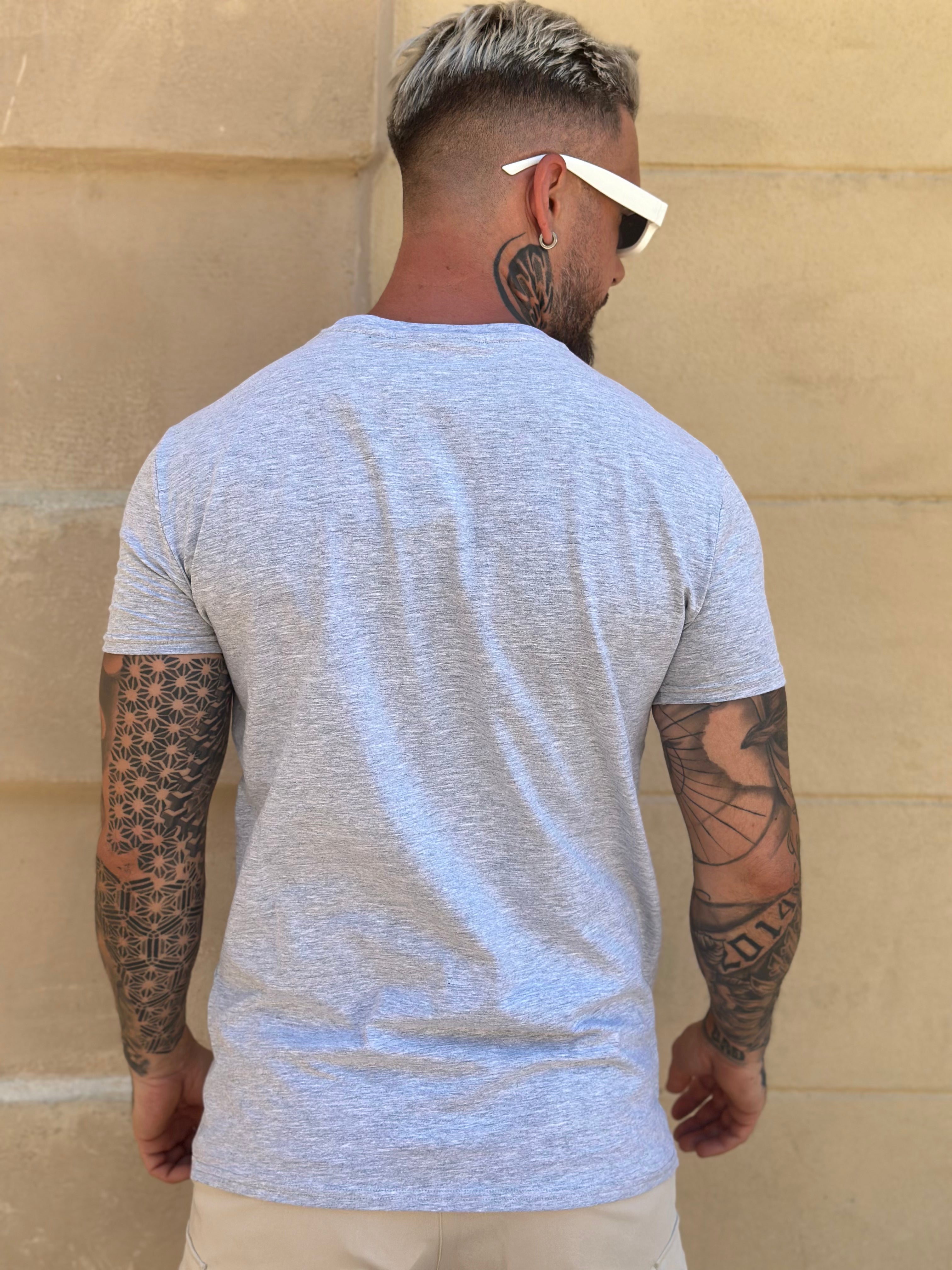 Siksilk - Gray Marl Essential Muscle Fit T-Shirt