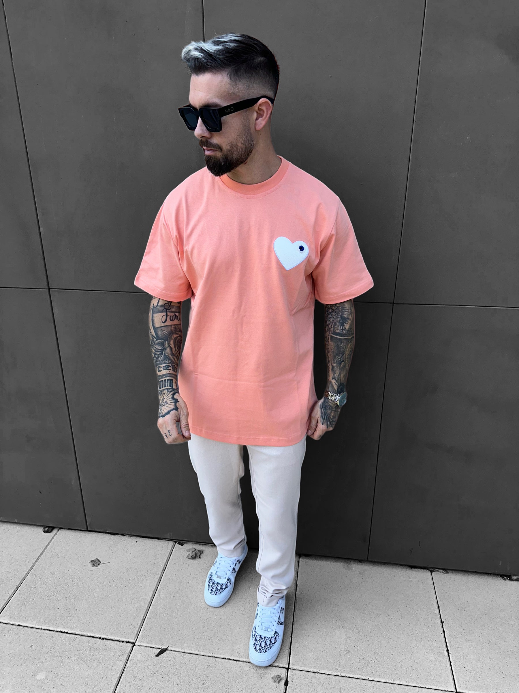 ADJ - T-shirt Saumon coeur Blanc