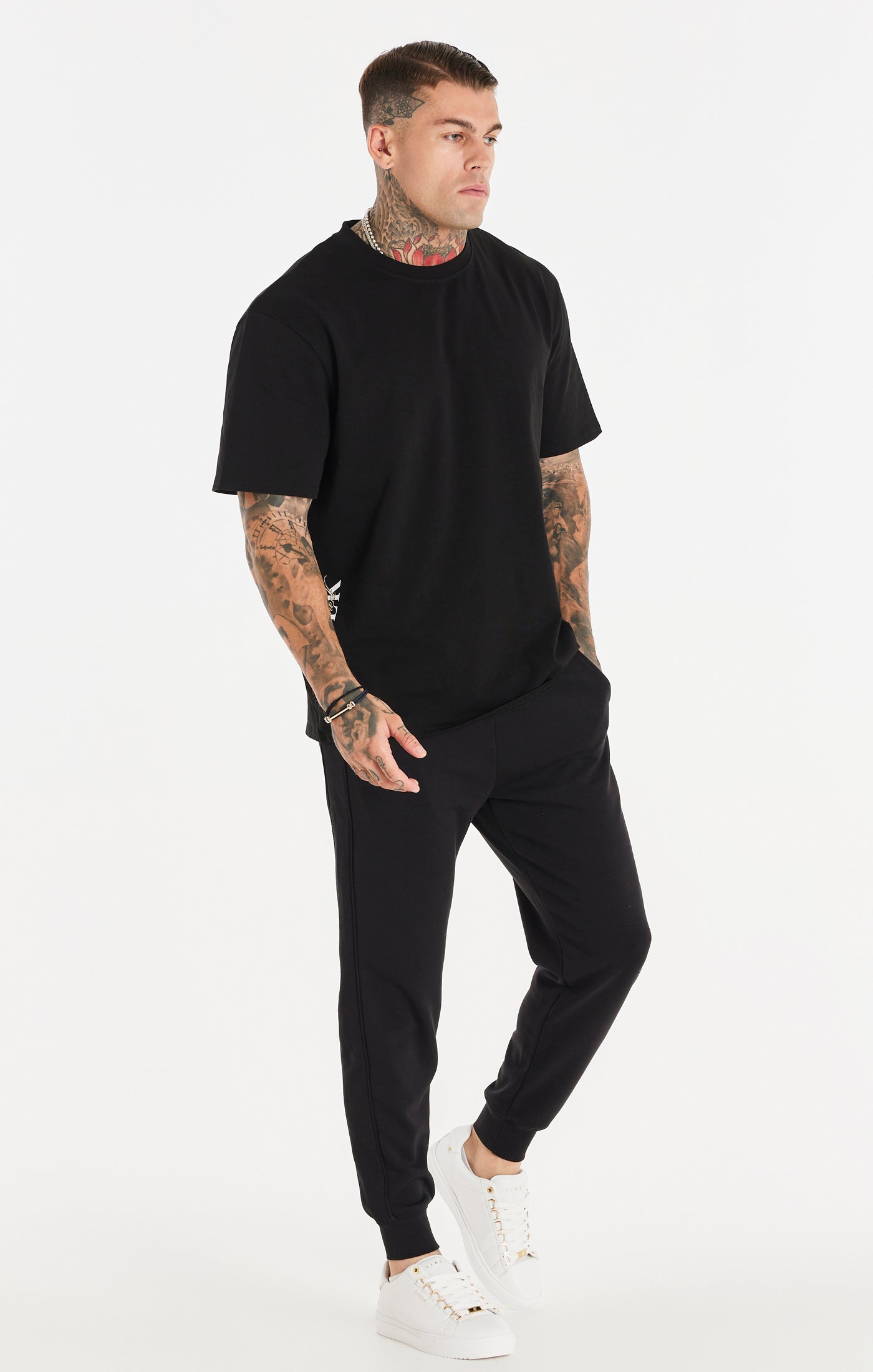 Siksilk - Black Dual Script Oversized Tee - Stayin