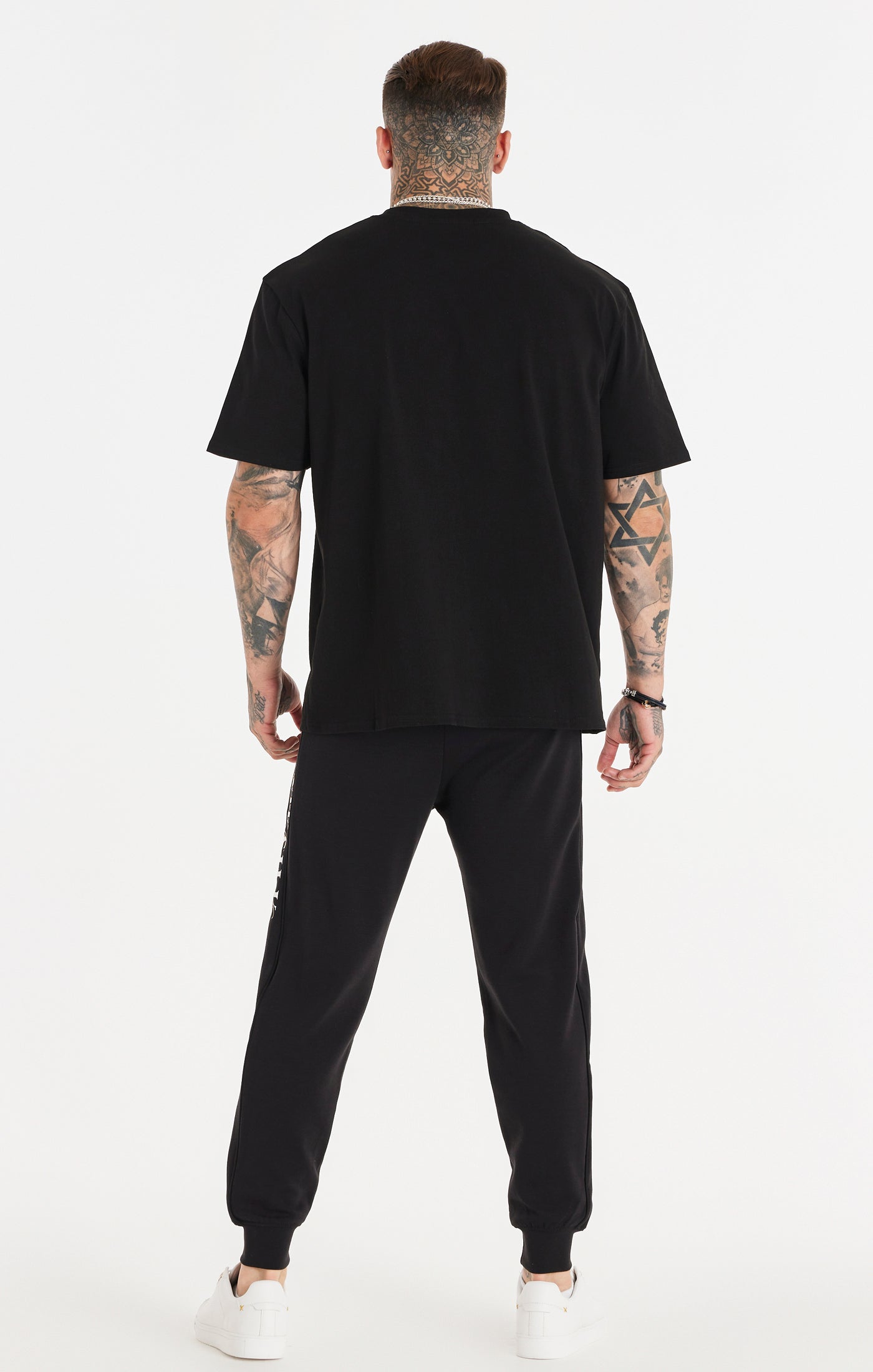 Siksilk - Black Dual Script Oversized Tee - Stayin