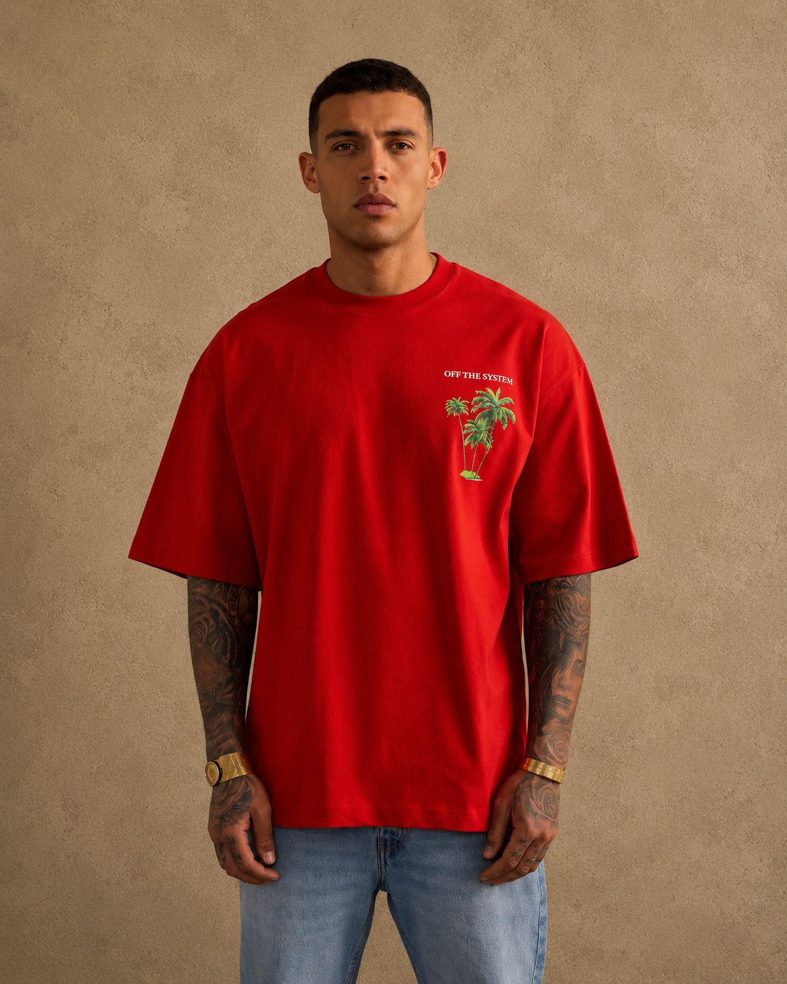 T-shirt Oversize Vacation rouge