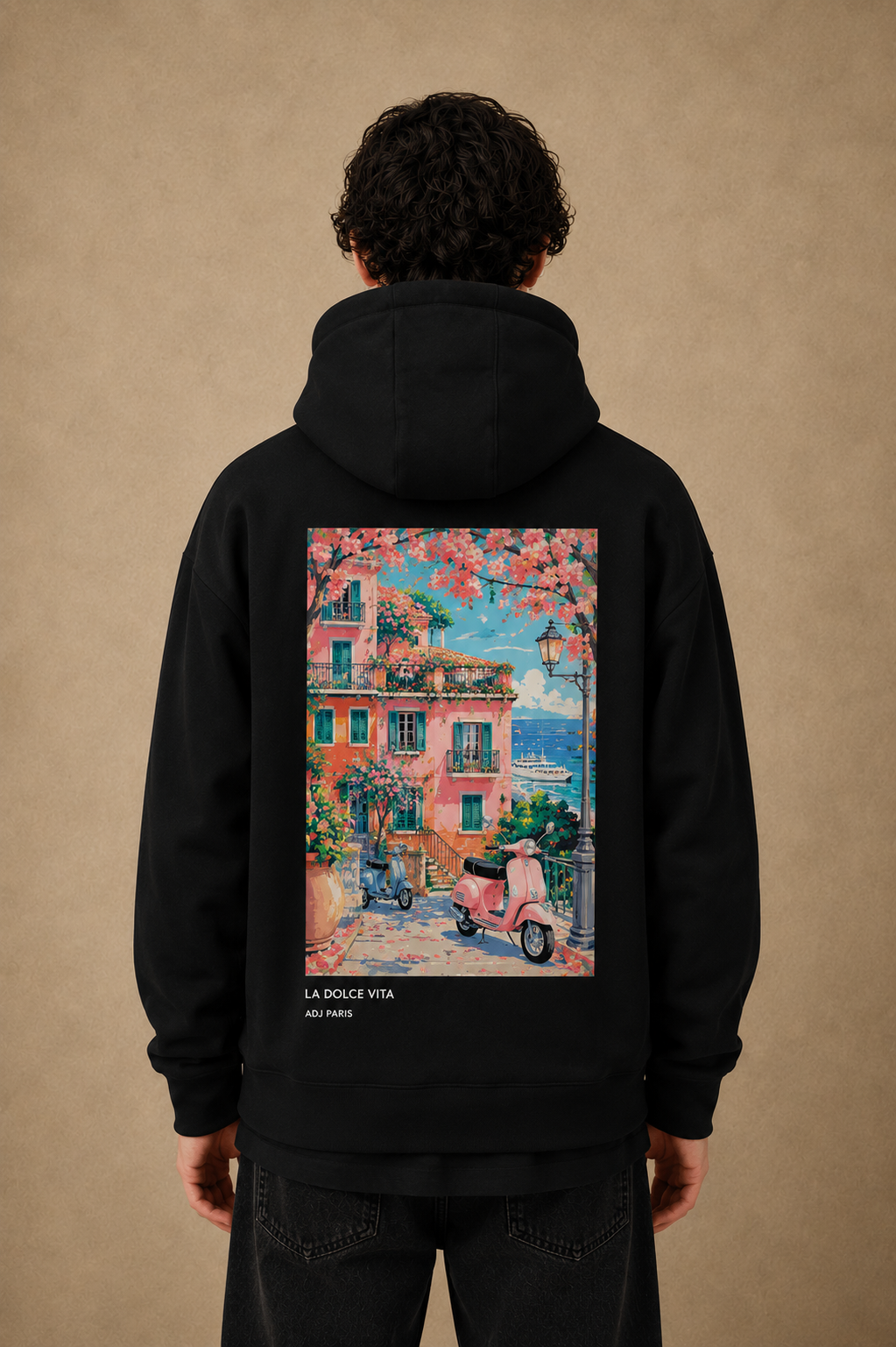 Sweat capuche noir Dolce Vita