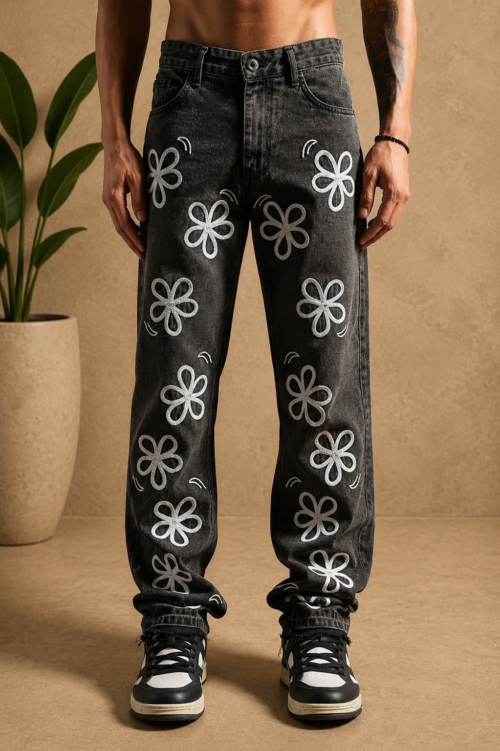 Jean fleur noir