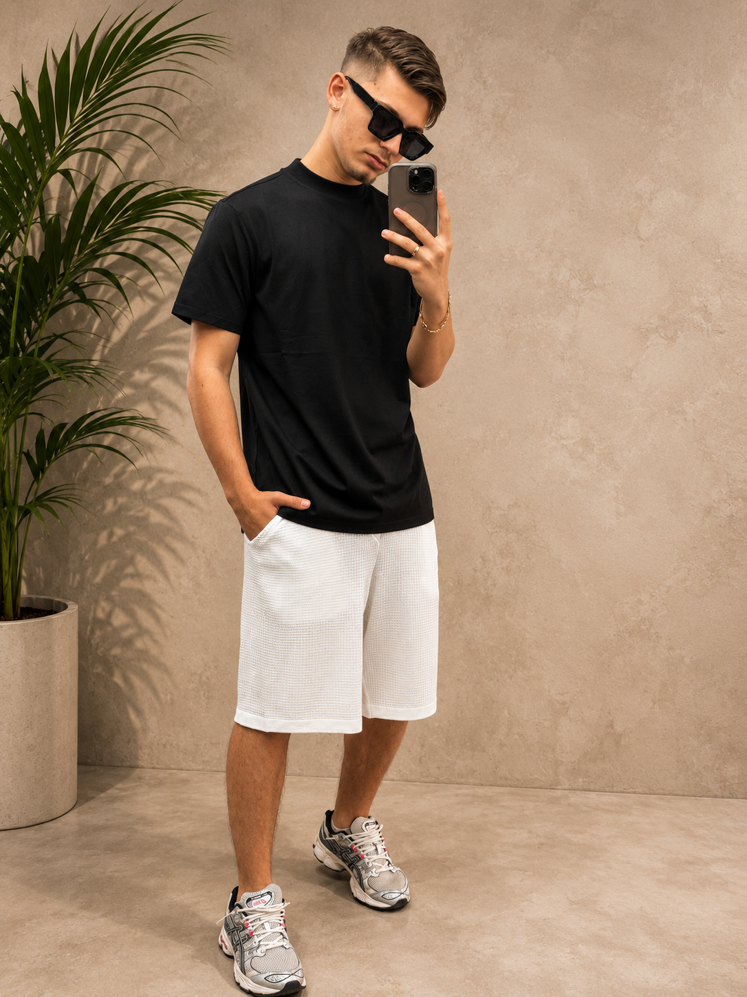 Short maille blanc