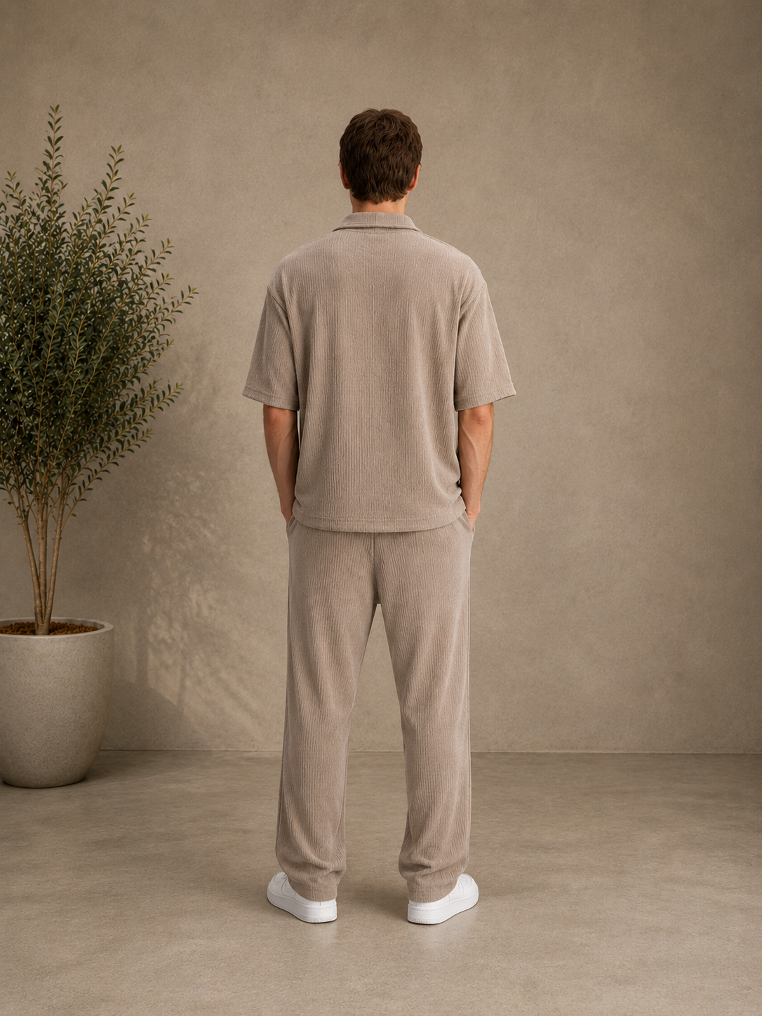 Chemise plissée marron