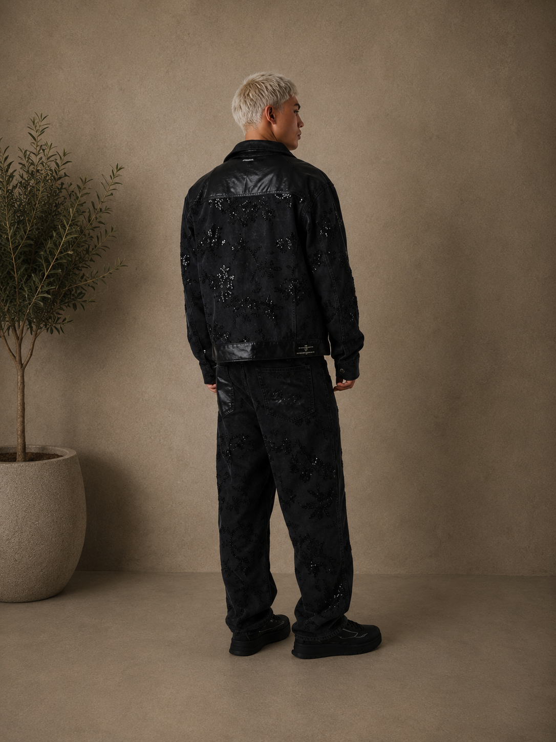PXP - Jean bling gris diamants