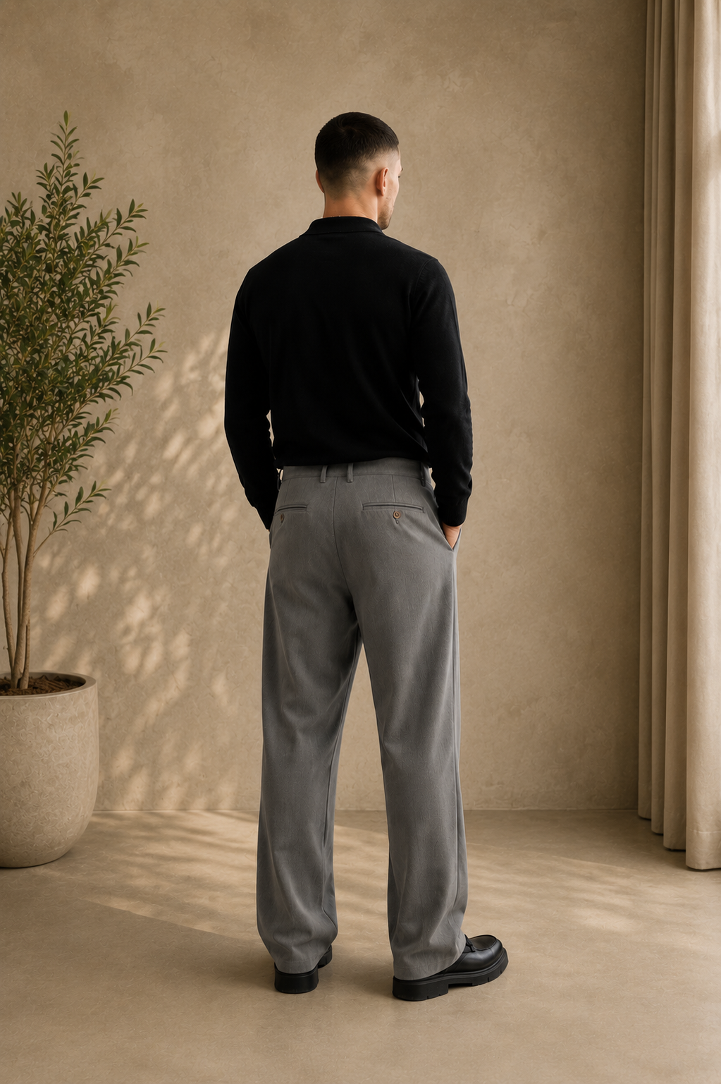 Pantalon large habillé gris