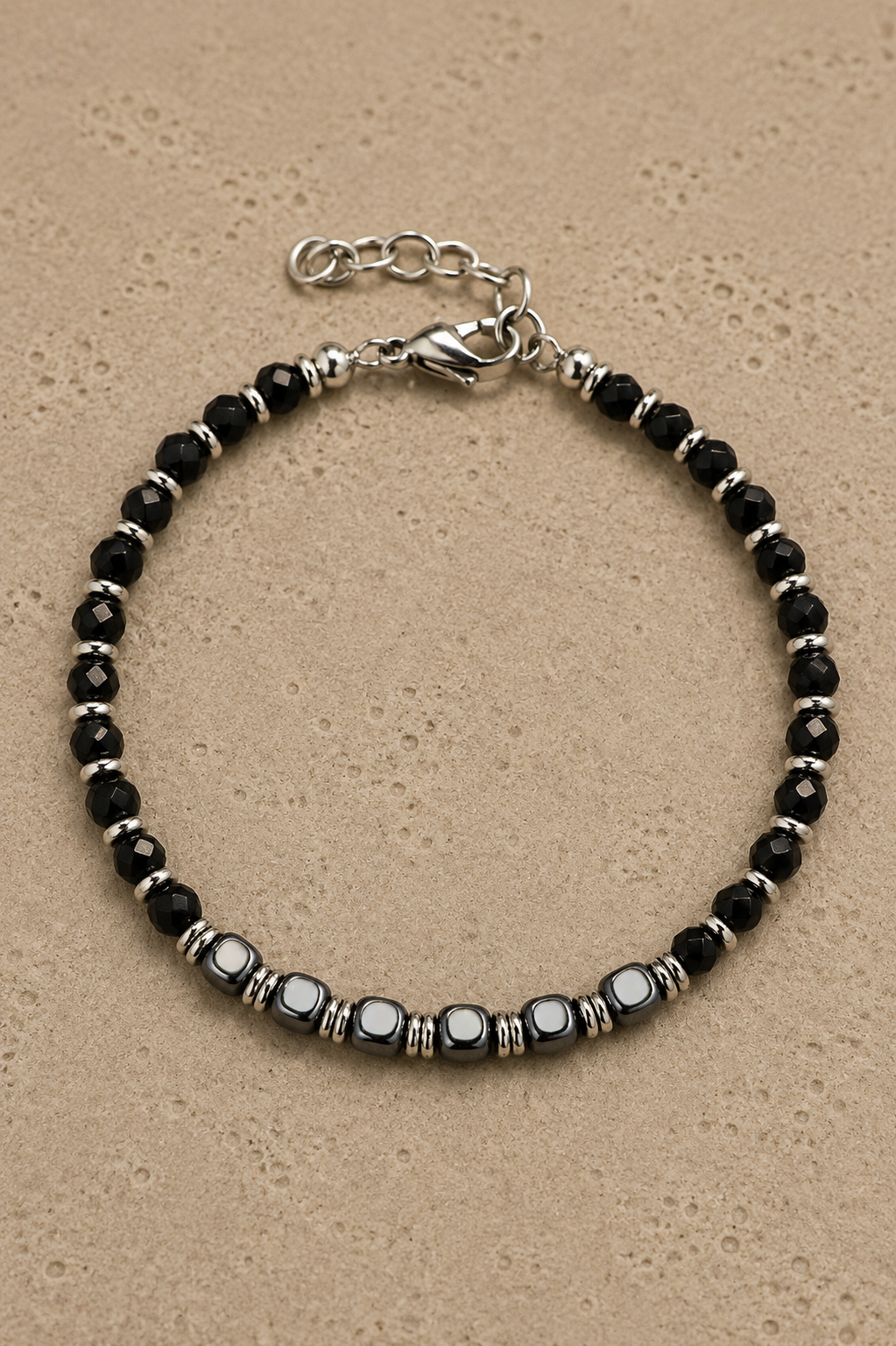 Bracelet perles noir / argent