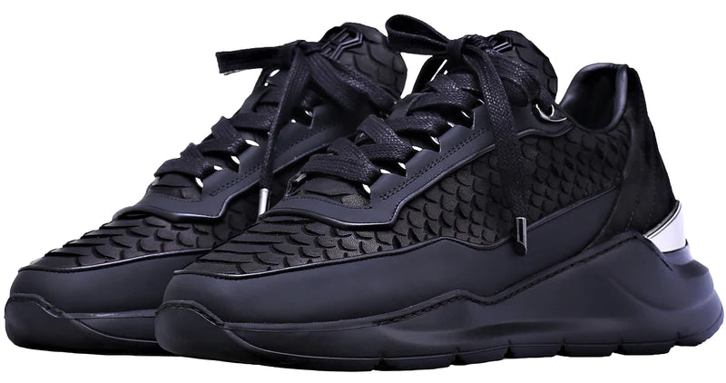 BNJ - Basket ALPHA RUNNER ALL BLACK PYTHON CUT-MATT NAPPA - Stayin