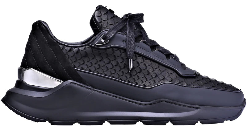BNJ - Basket ALPHA RUNNER ALL BLACK PYTHON CUT-MATT NAPPA - Stayin