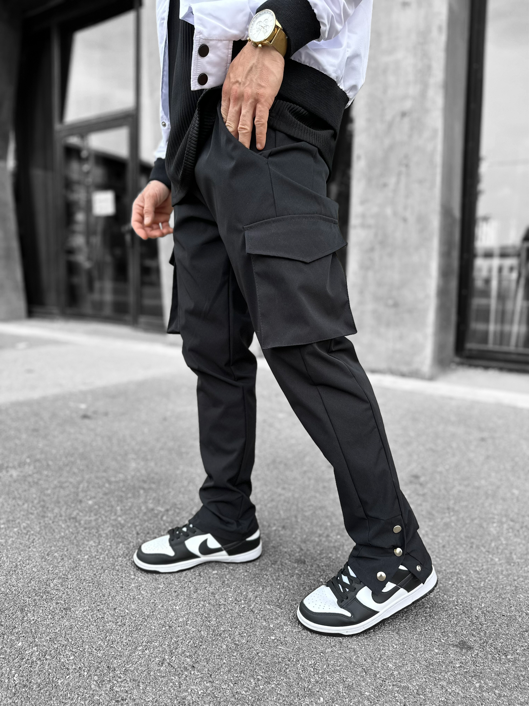 Pantalon Cargo Atlanta 3 boutons noir - Stayin