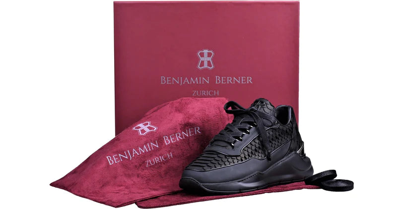 BNJ - Basket ALPHA RUNNER ALL BLACK PYTHON CUT-MATT NAPPA - Stayin