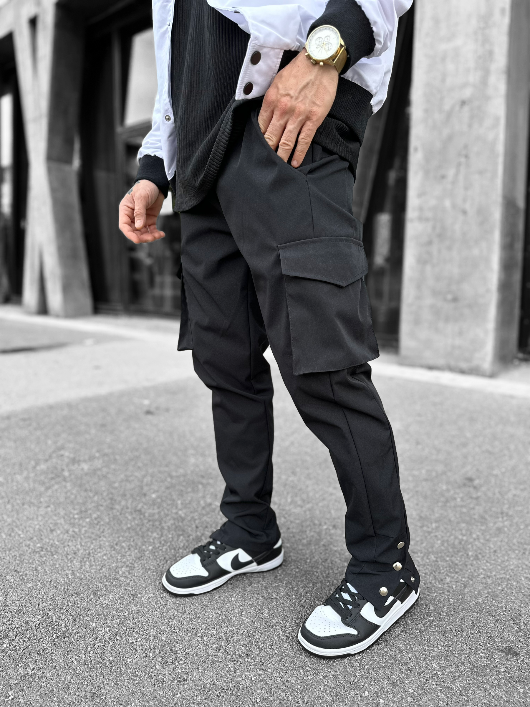 Pantalon Cargo Atlanta 3 boutons noir - Stayin