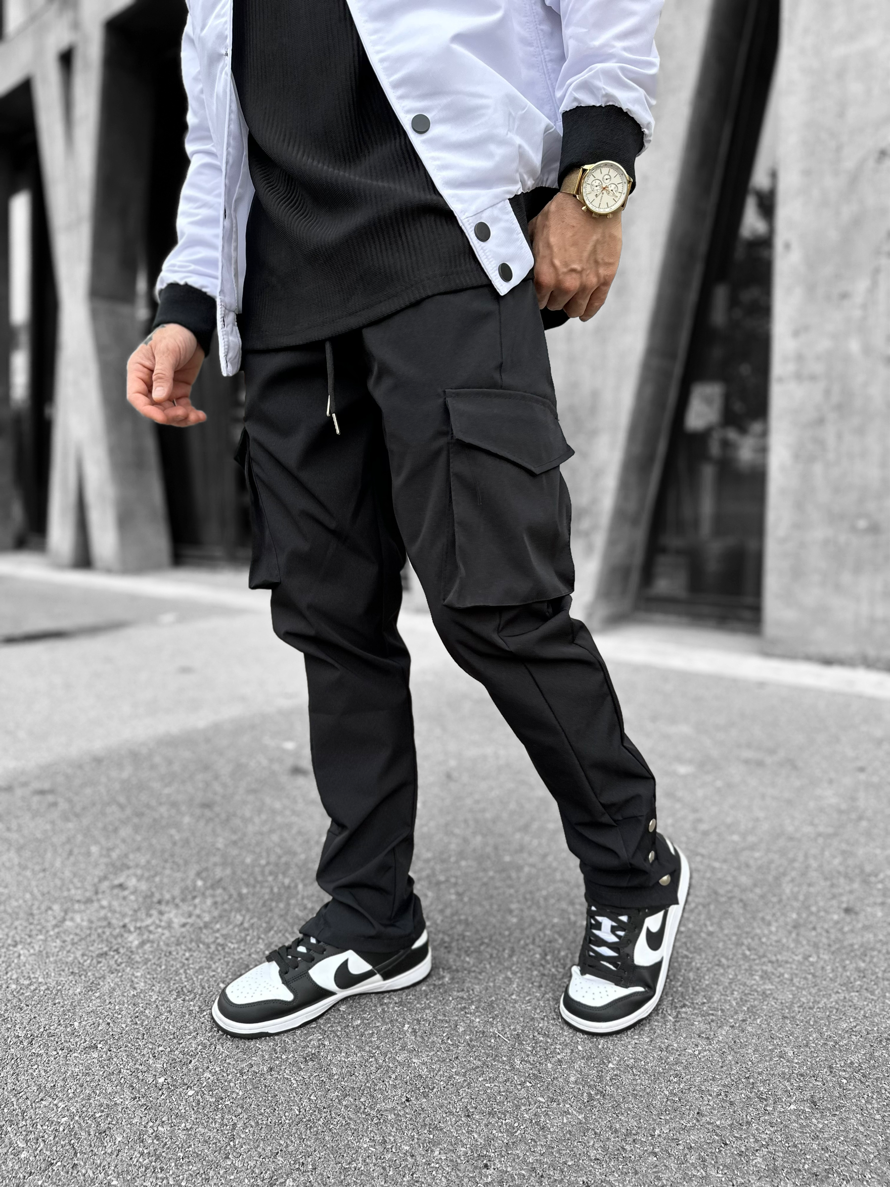 Pantalon Cargo Atlanta 3 boutons noir - Stayin