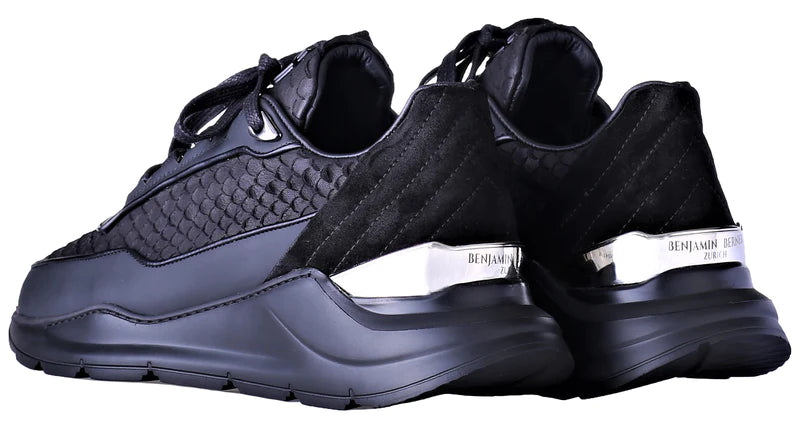 BNJ - Basket ALPHA RUNNER ALL BLACK PYTHON CUT-MATT NAPPA - Stayin