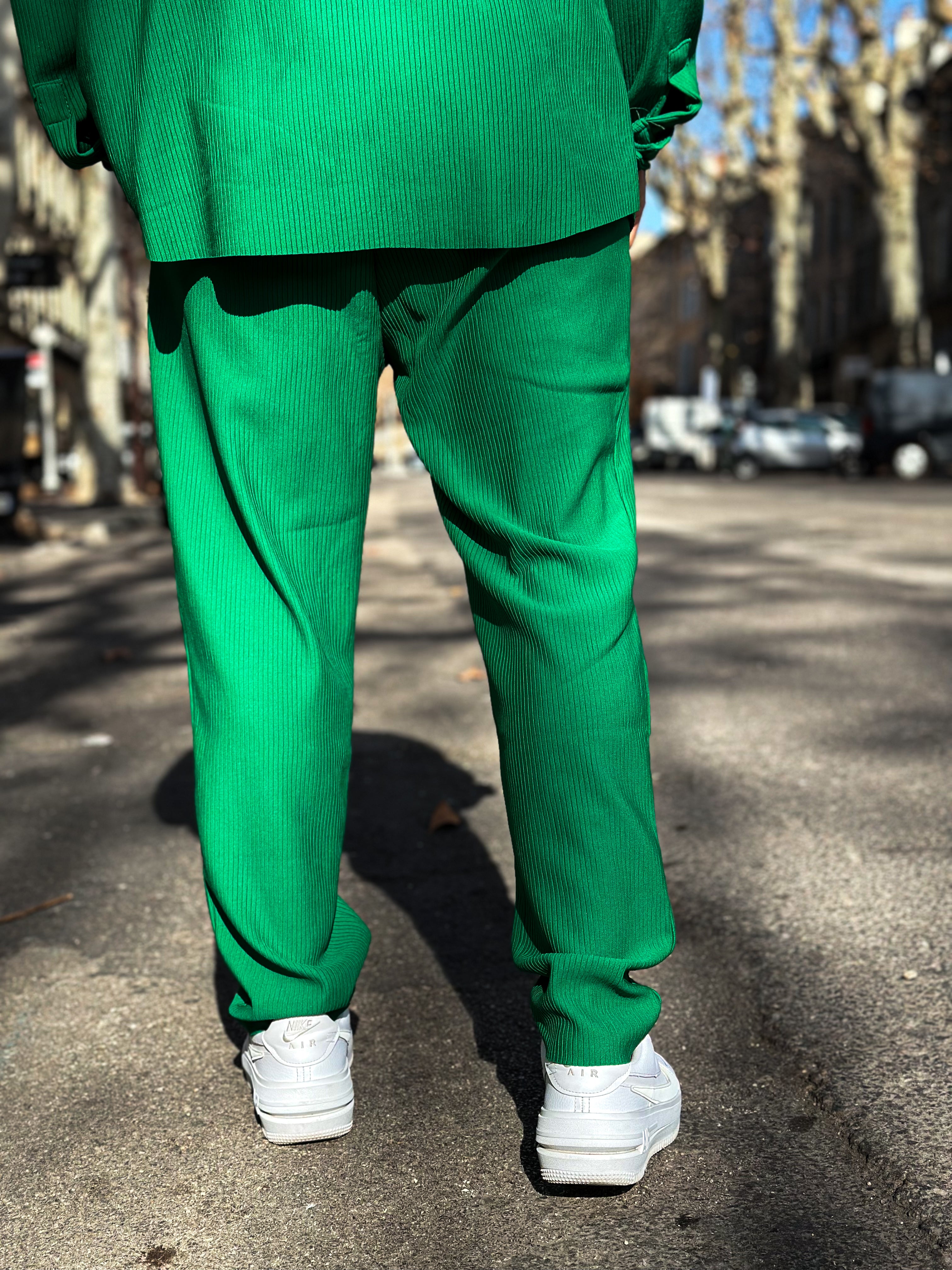 Pantalon Pablo vert texturé