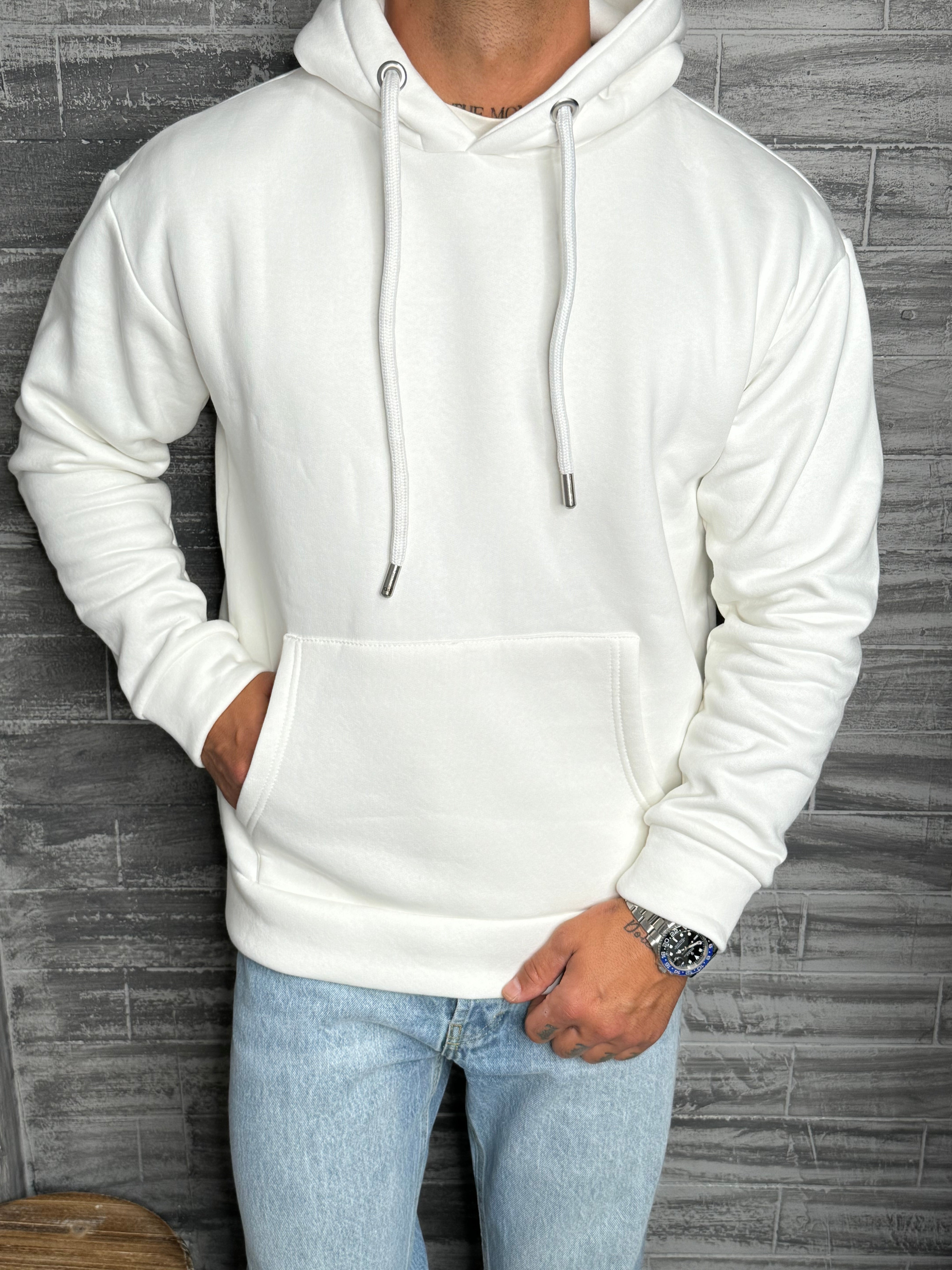 ADJ - Sweat capuche basic Blanc