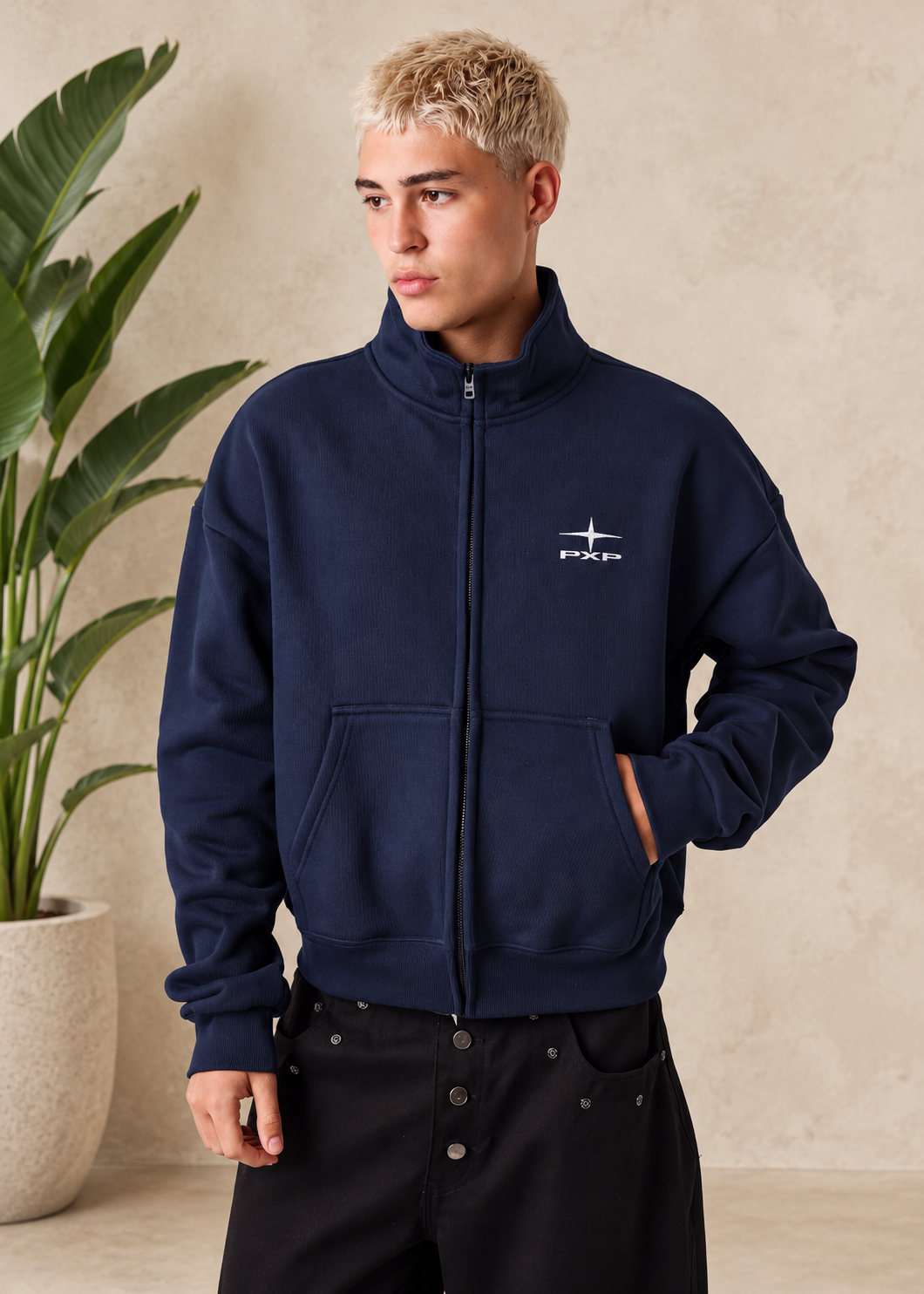 PXP - VESTE COL MONTANT BLEU