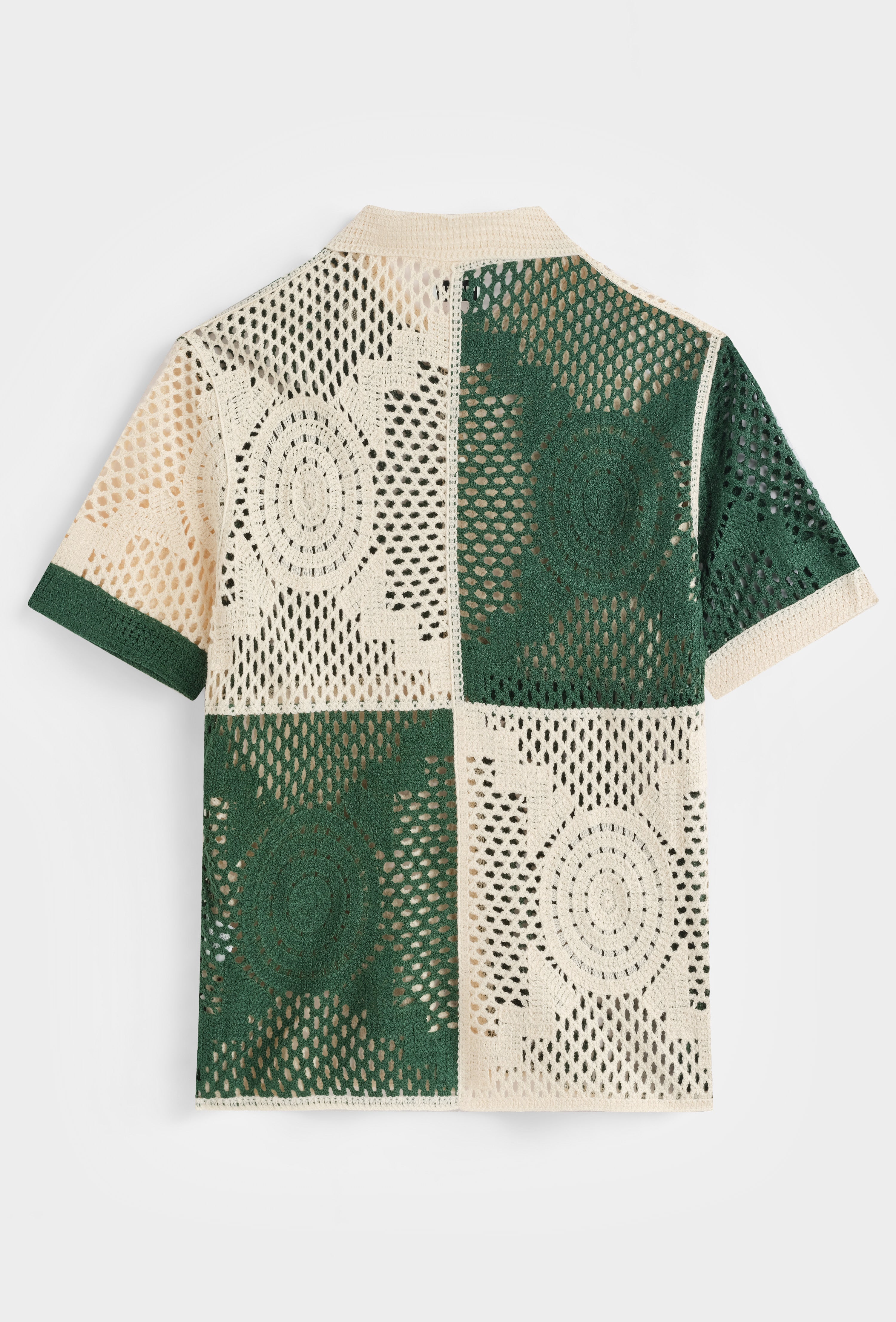 Chemise crochet vert et beige