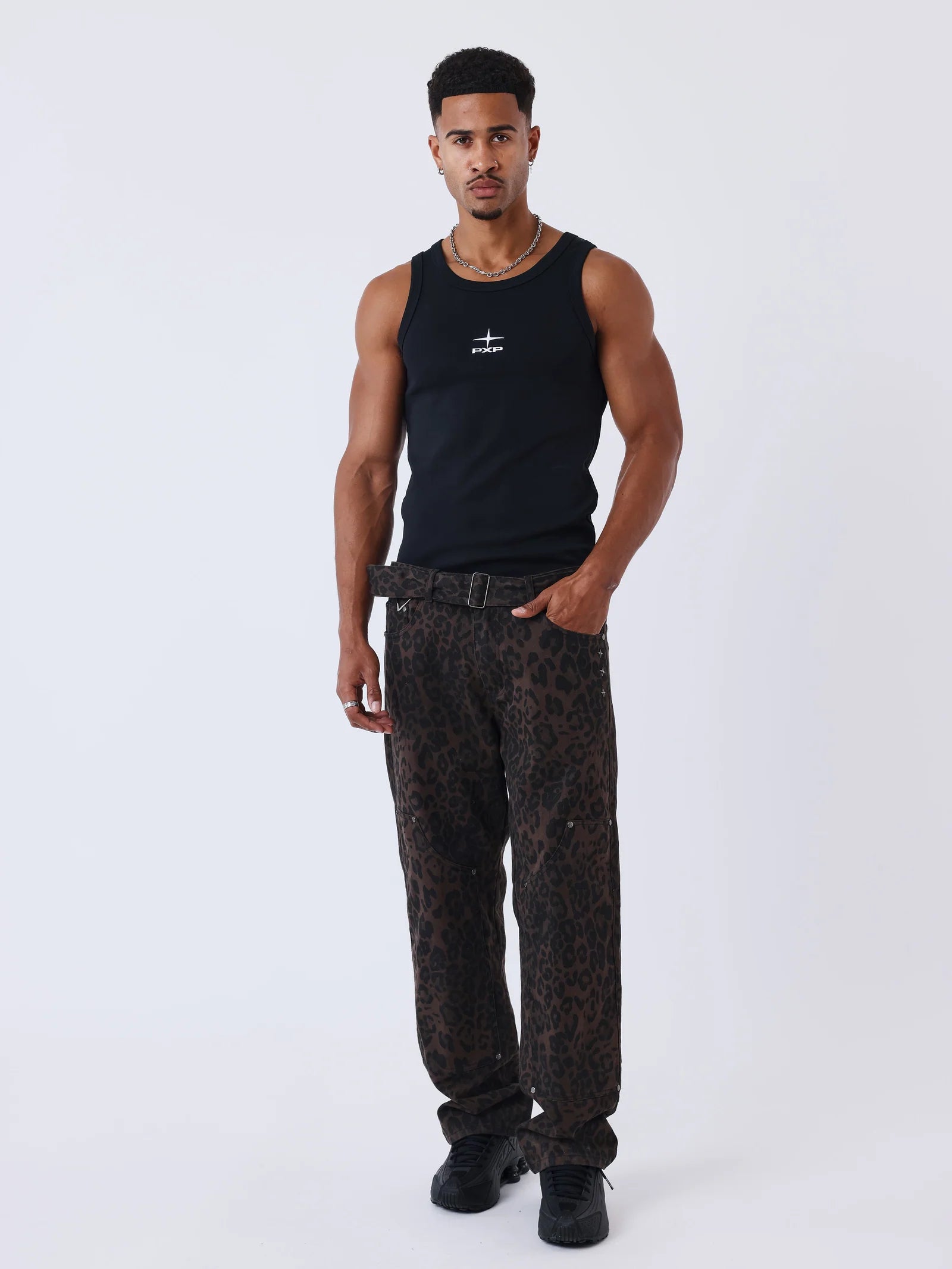 PXP - Pantalon denim léopard
