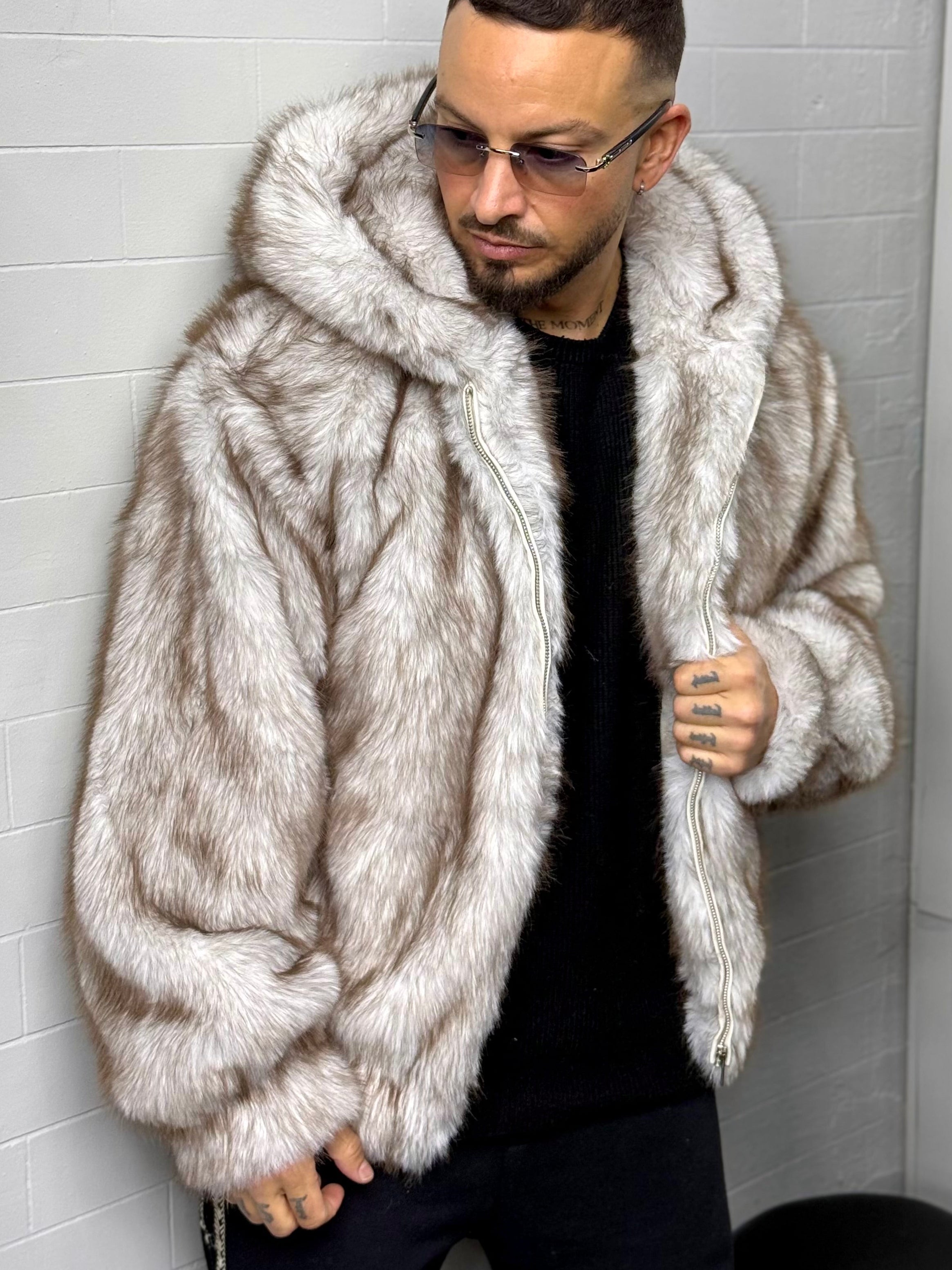 Veste fourrure beige/marron