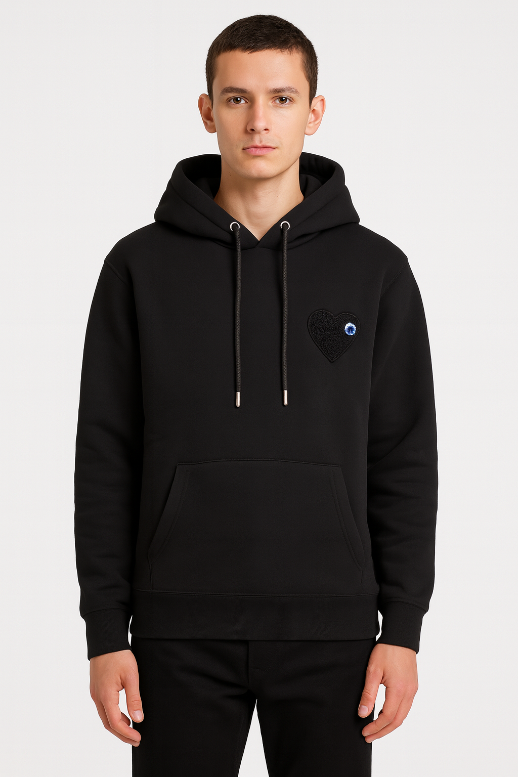 Sweat capuche noir Cœur noir
