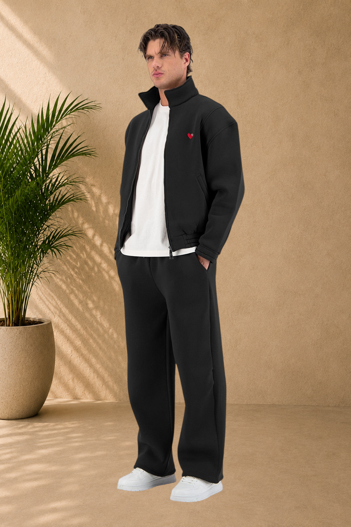 Veste noir petit cœur