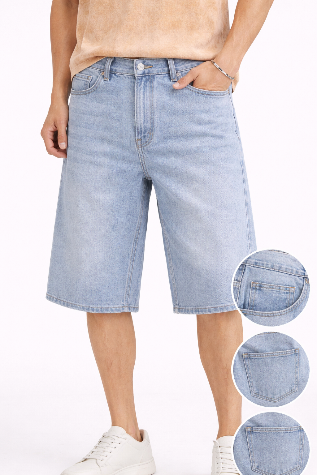 Short bermuda jean bleu ciel large