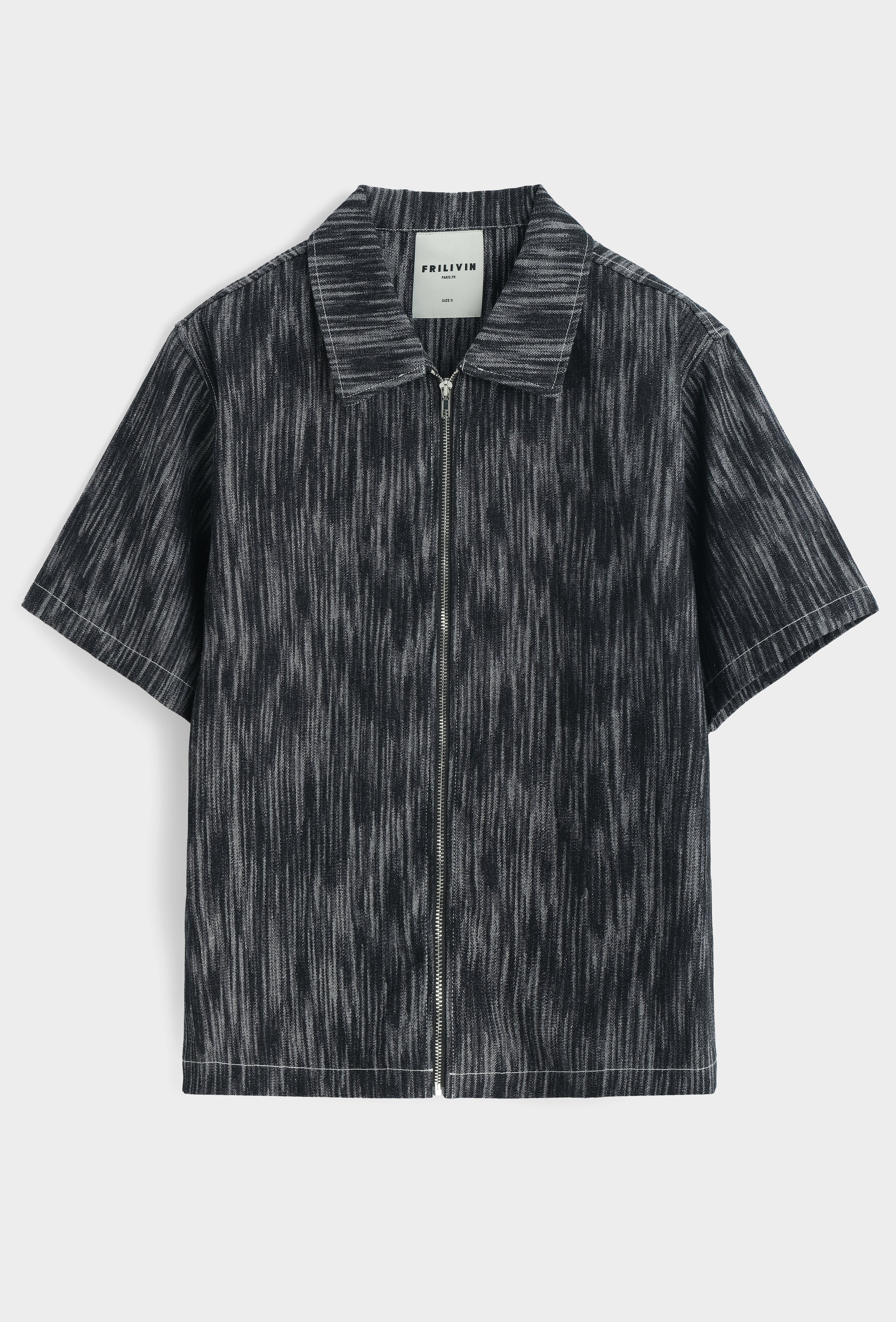 Ensemble short chemise jean gris zip