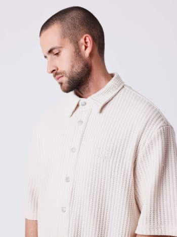 PXP - Chemise manche courte maille beige